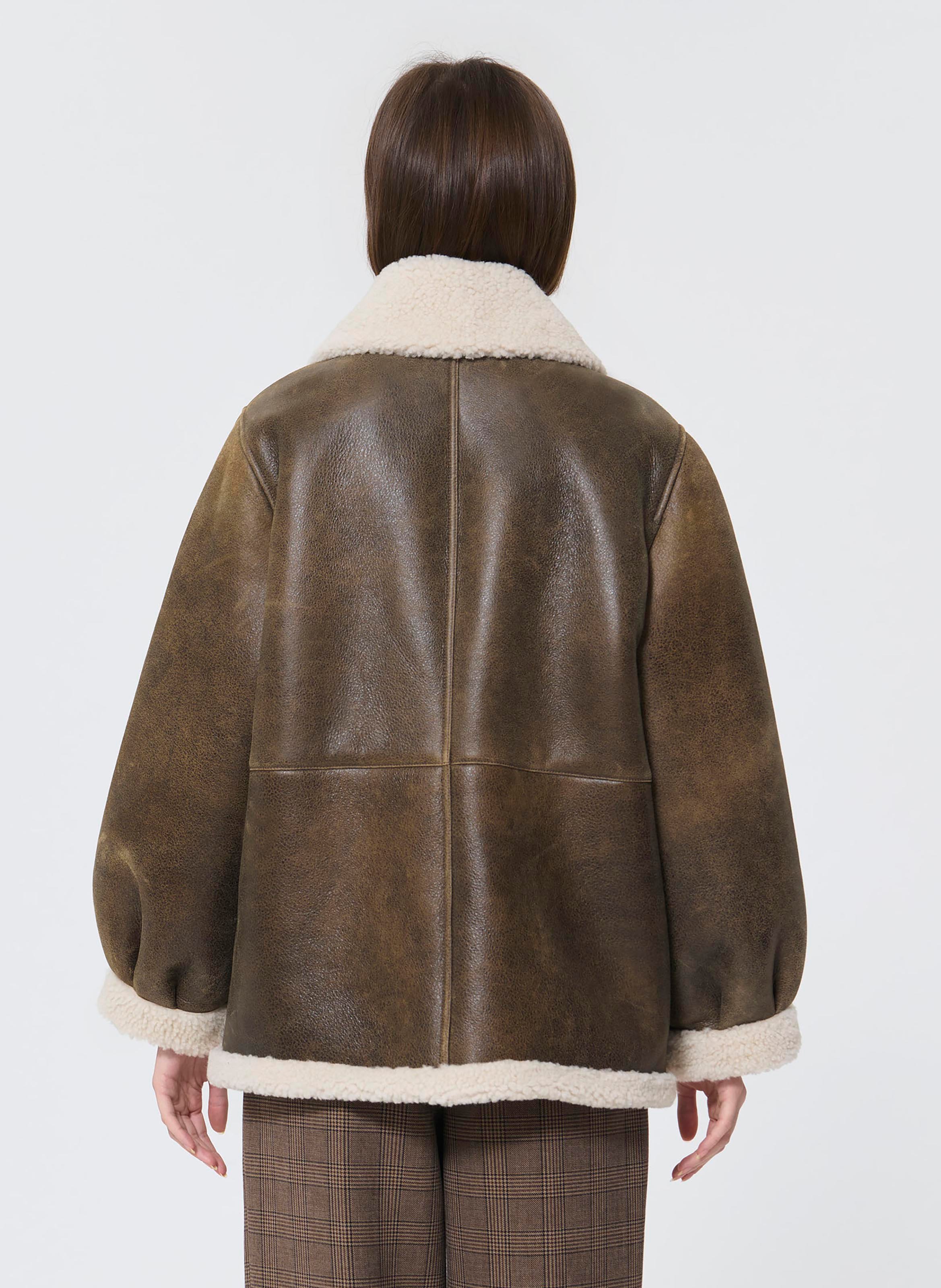 Manteau peau lainee misha TARA JARMON Marron