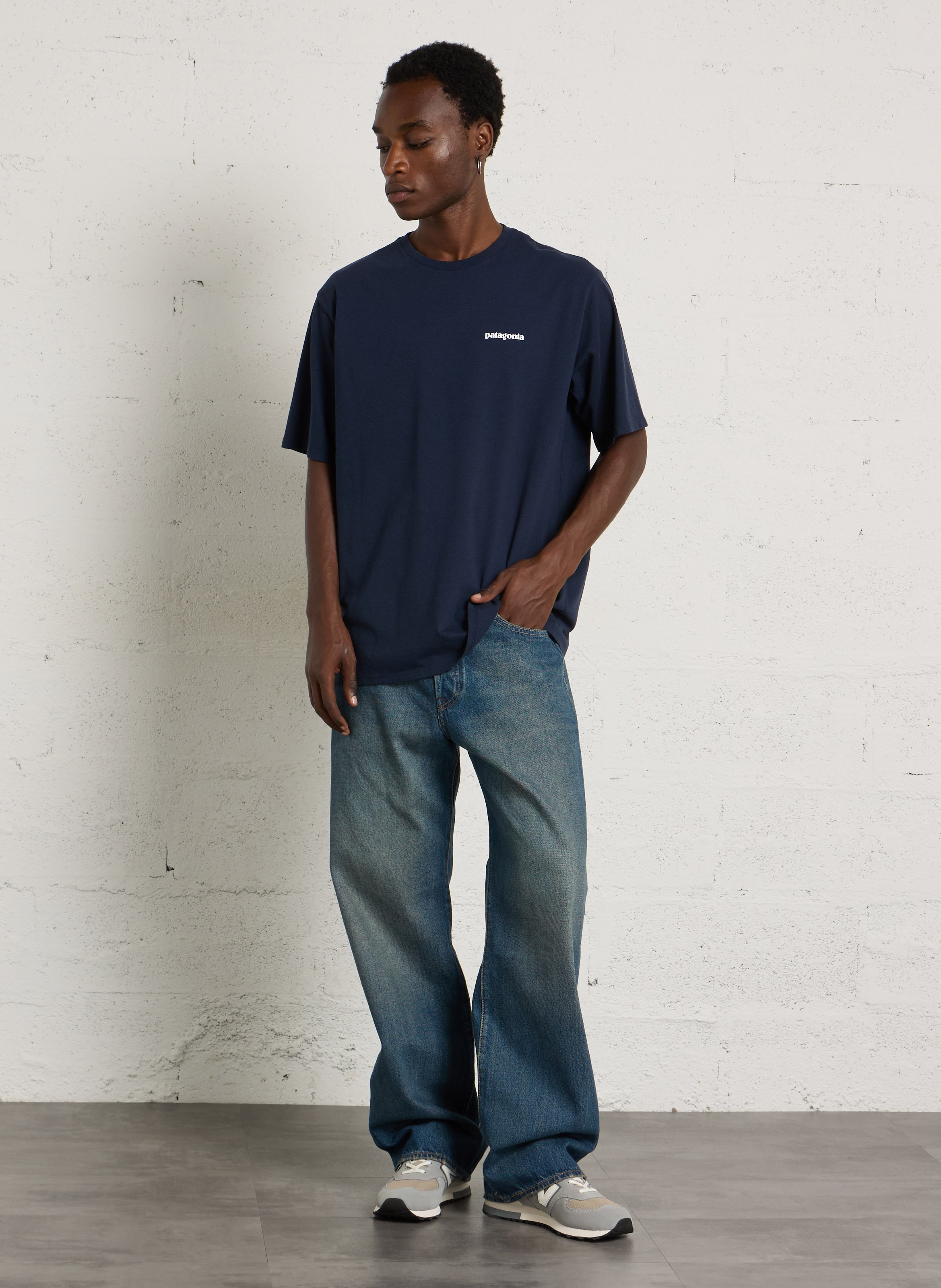 T-shirt met ronde hals, regular-fit, bedrukt op een mix van katoen PATAGONIA Blauw