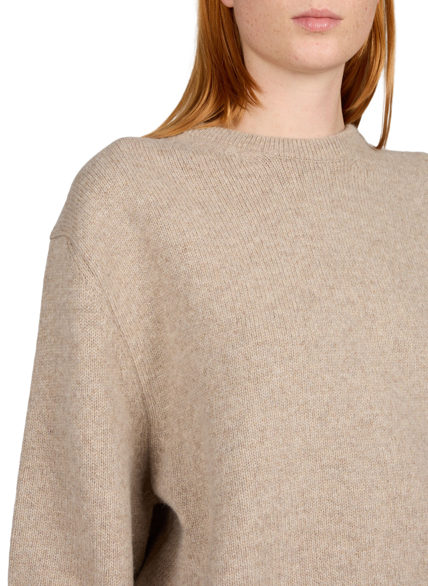 Rundhalsausschnitt-Pullover aus Wolle in weiter Passform LE 17 SEPTEMBRE Beige