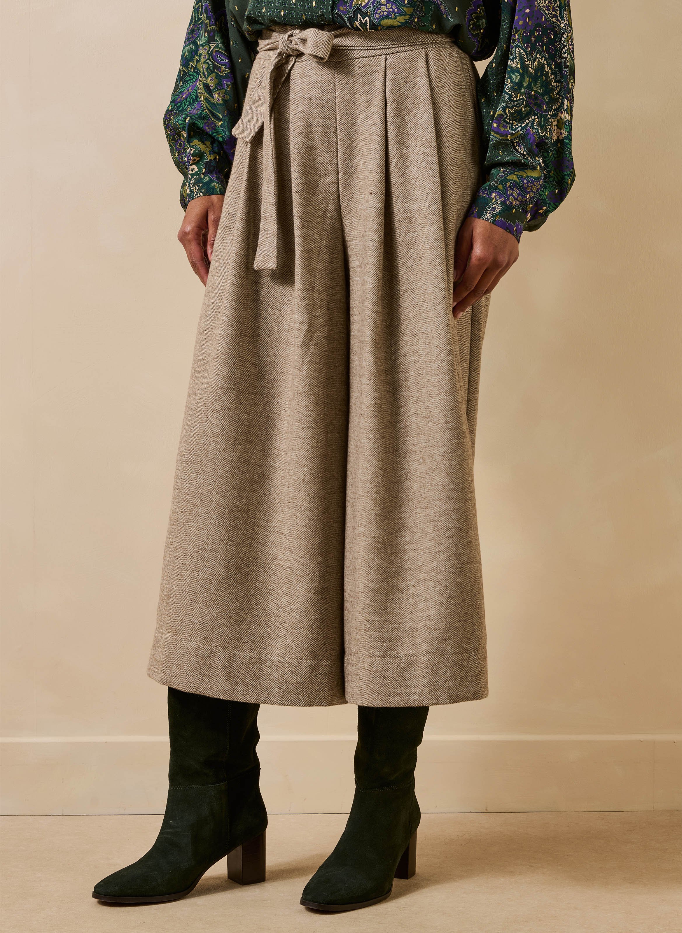 Culottebroek van tweed LA FEE MARABOUTEE Beige