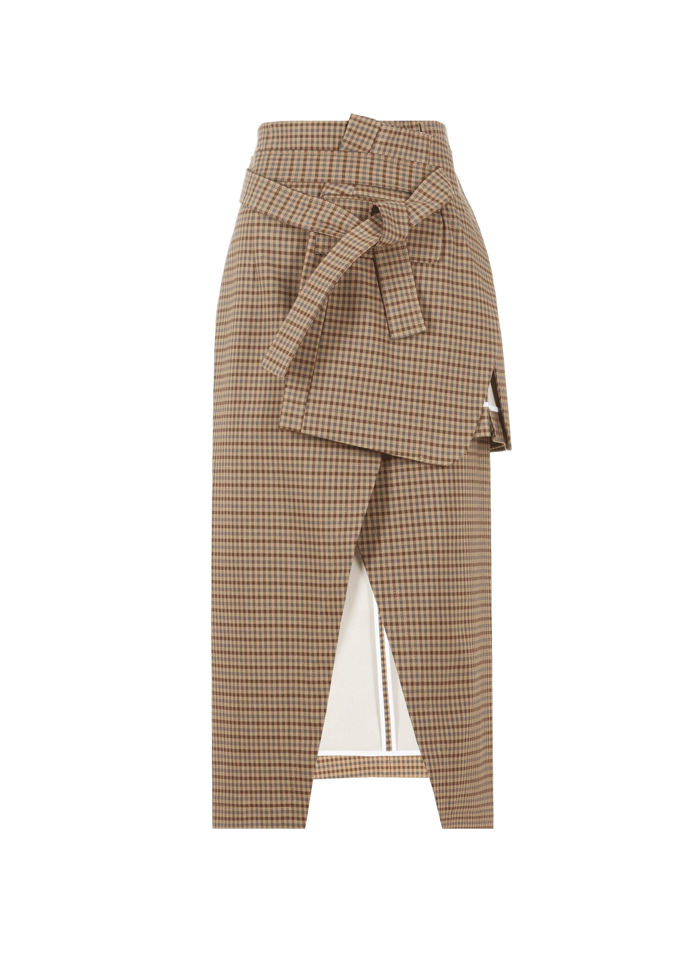 Jupe portefeuille à carreaux en coton mélangé