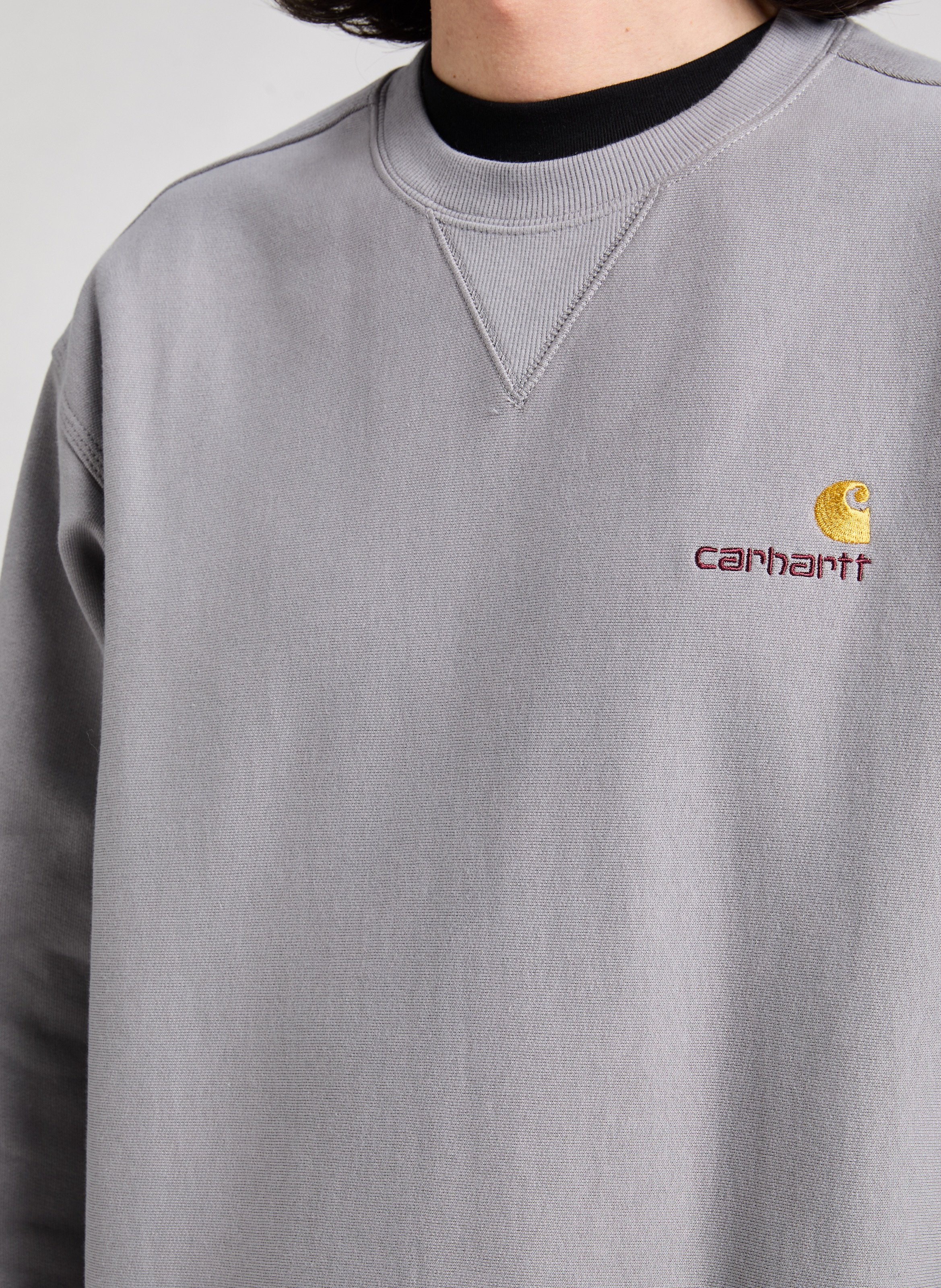Straight sweatshirt with embroidered cotton logo CARHARTT WIP Grey
