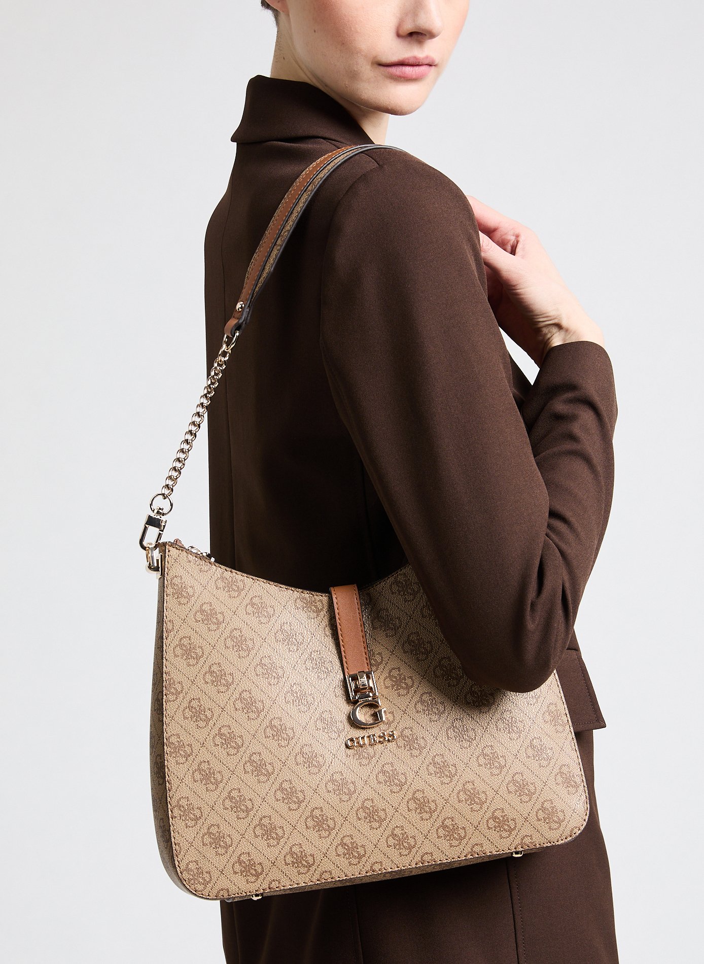 Monogram-print handbag GUESS Brown