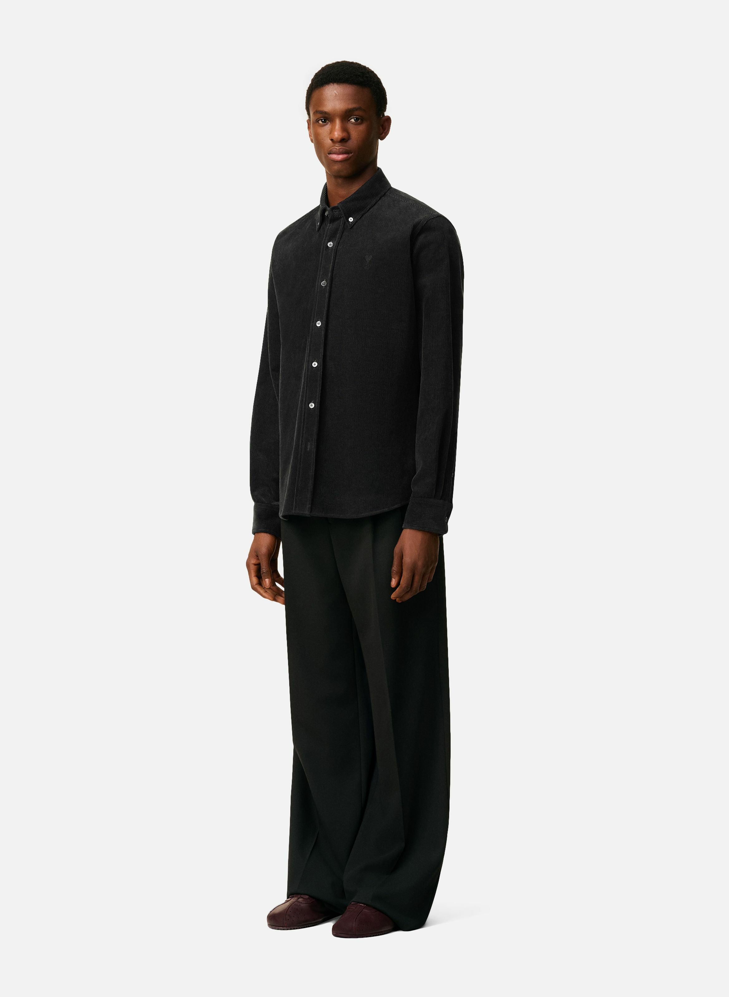 Chemise col boutonné ami de coeur en coton AMI PARIS Gris