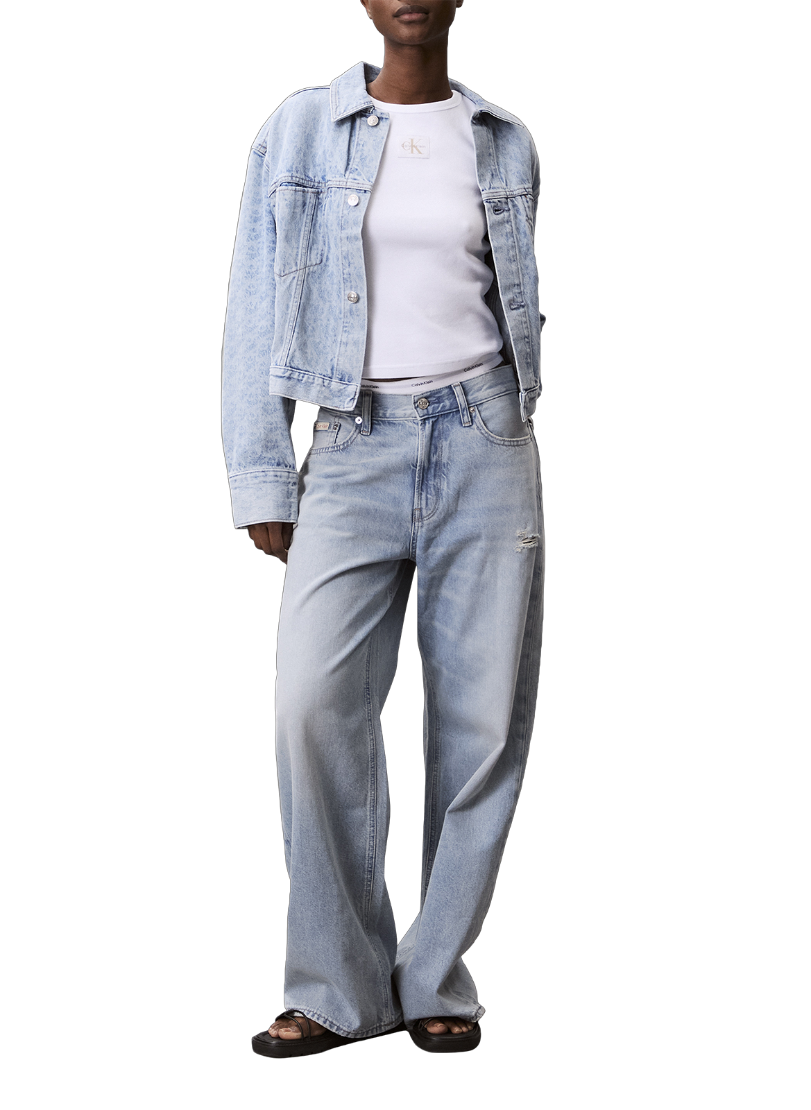 Cropped denim jacket CALVIN KLEIN Blue