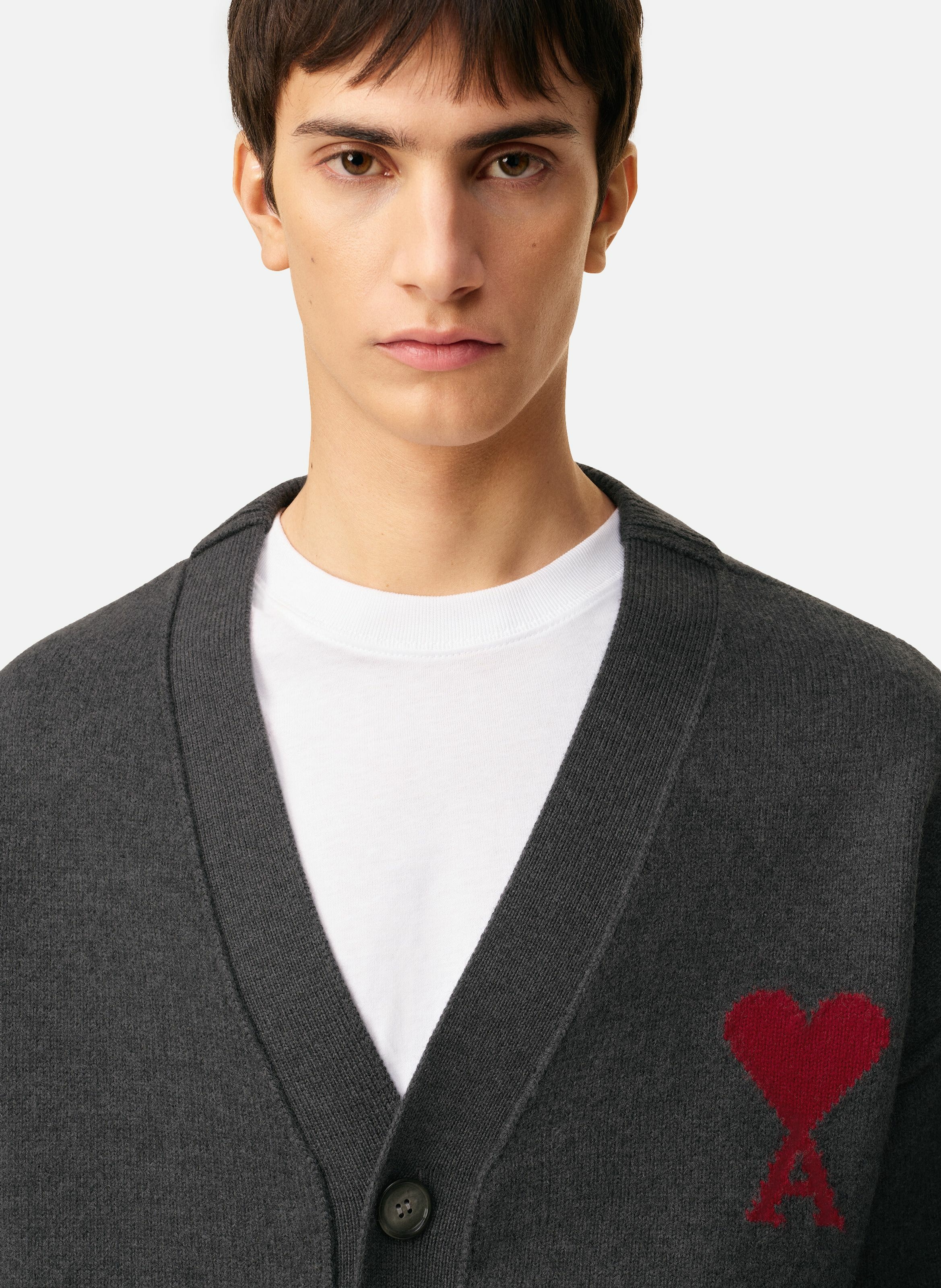 Cardigan ami de coeur en laine unisexe AMI PARIS Gris
