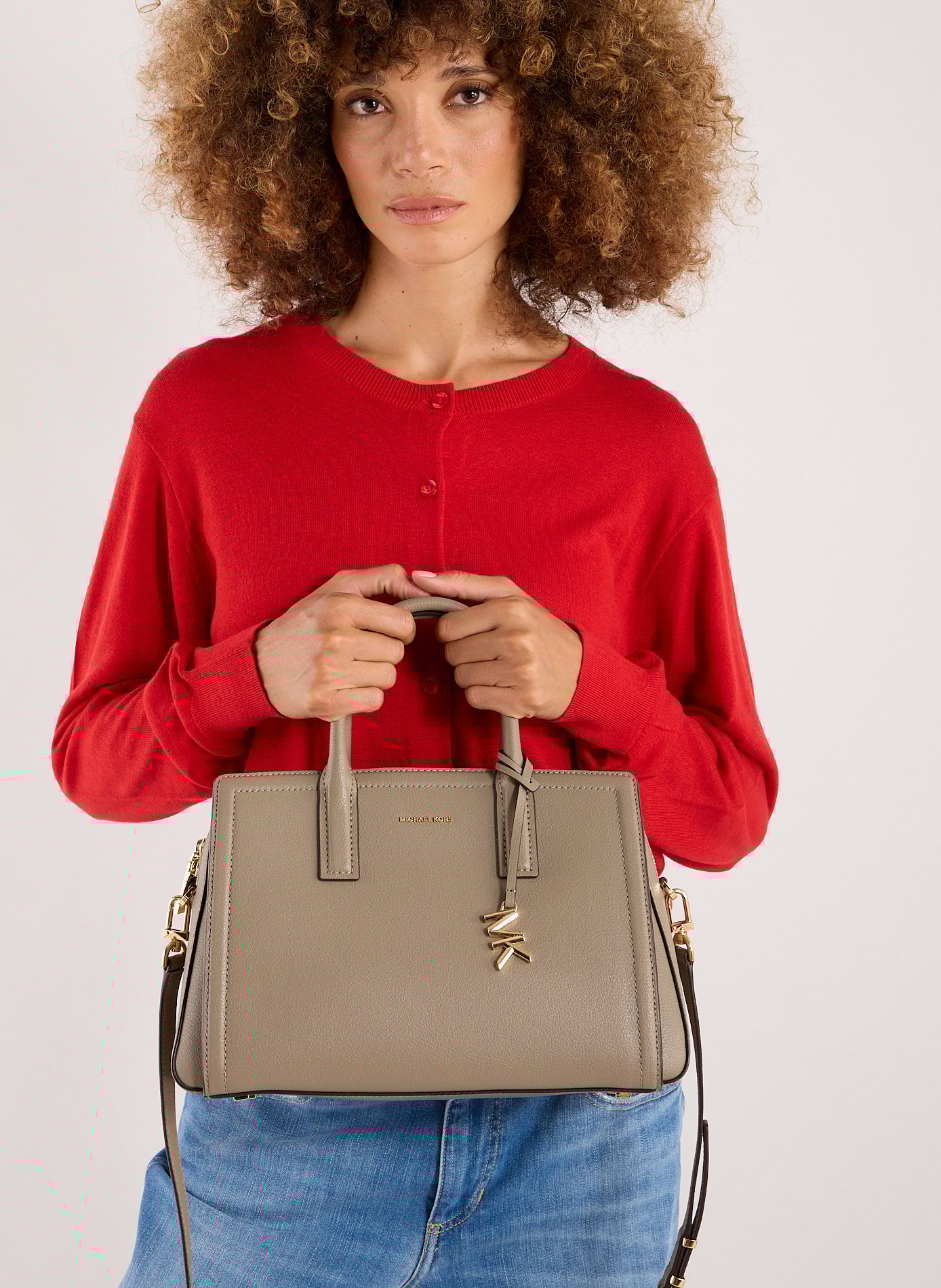 Sac à main Laila en cuir MICHAEL KORS Beige