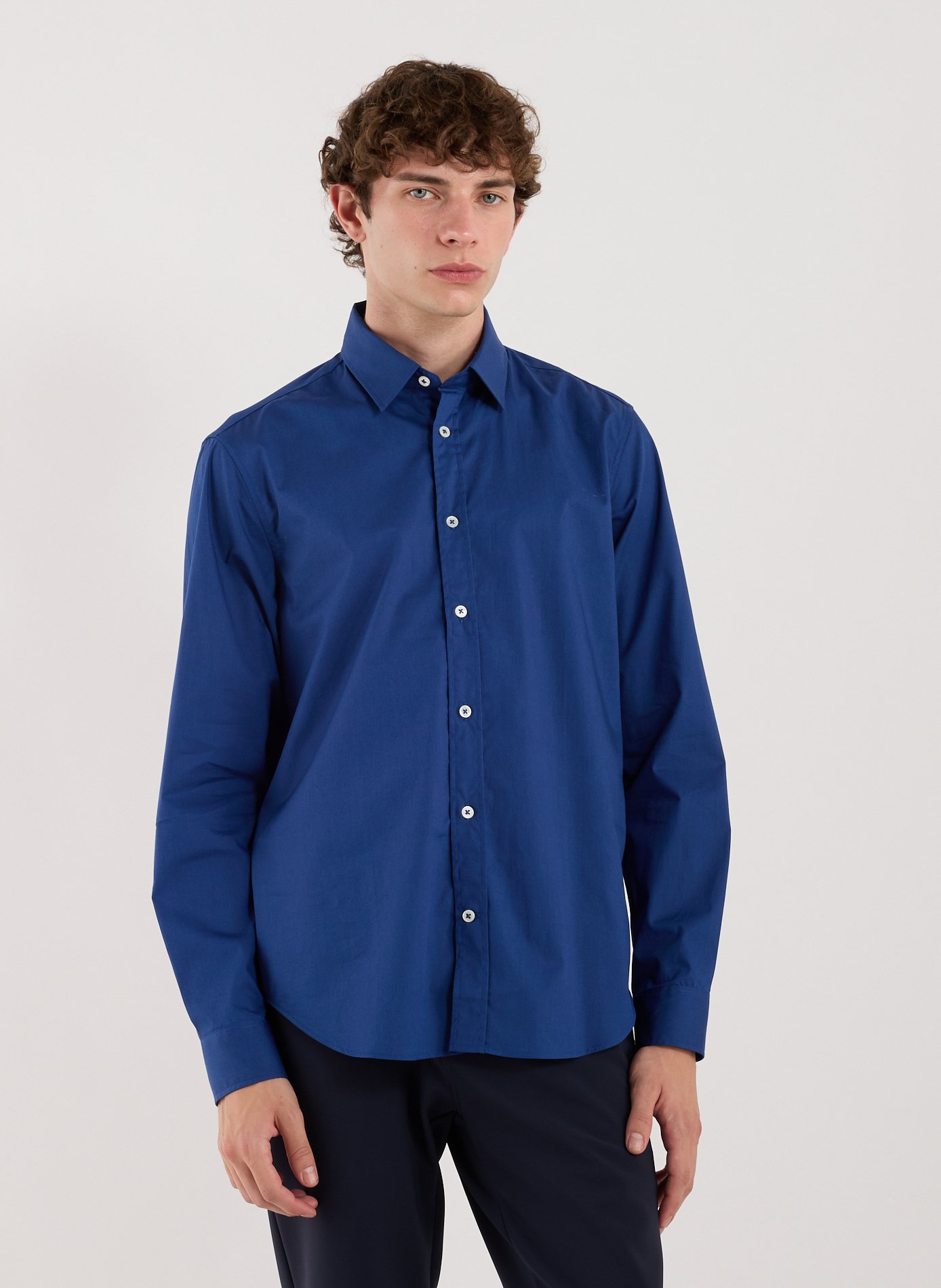 AU PRINTEMPS PARIS Chemise unie à col classique en coton Bleu