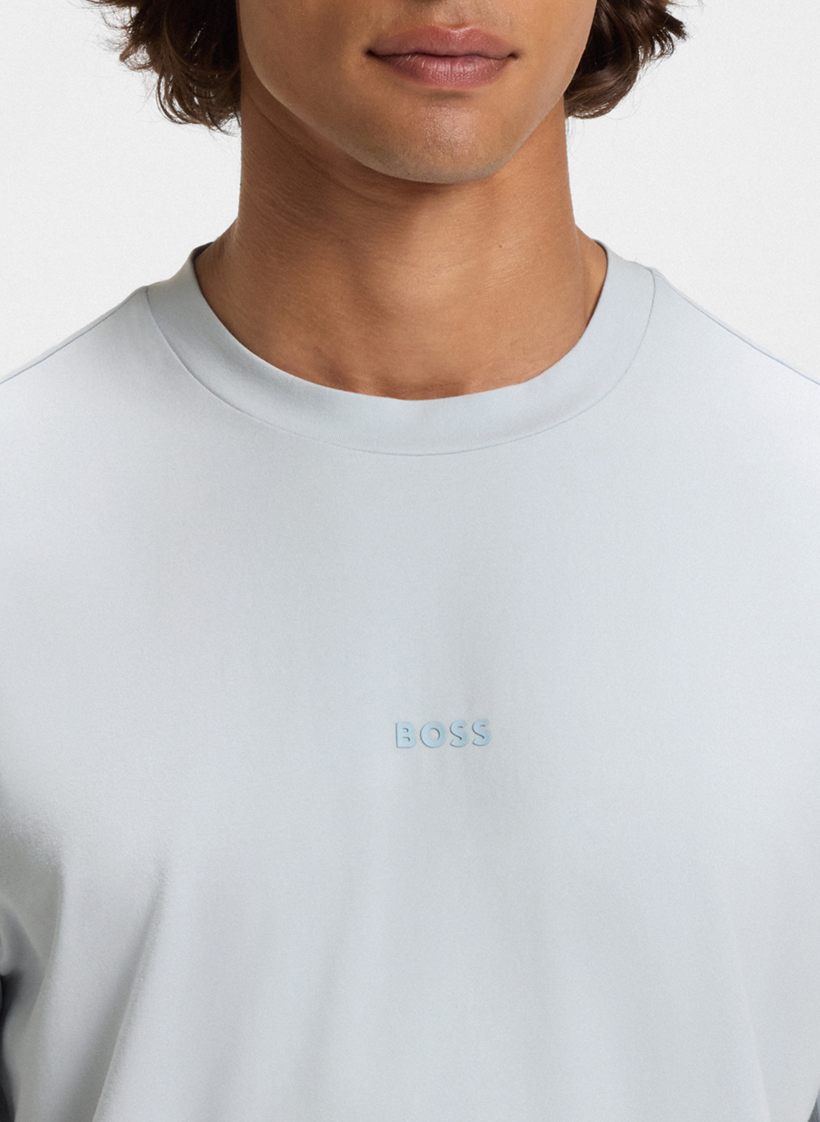 Tee-shirt col rond en coton mélangé BOSS Argent