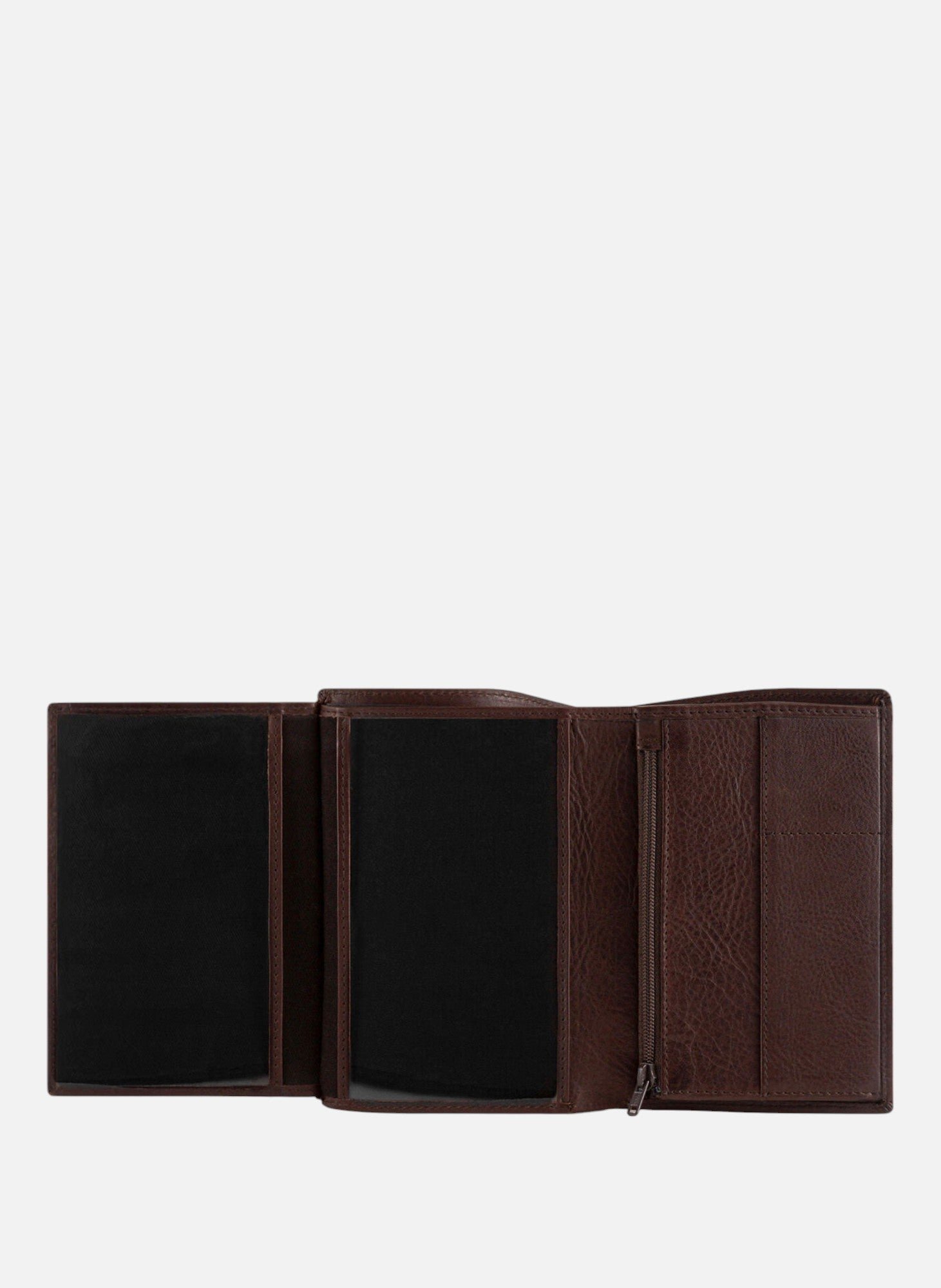 Grand portefeuille vertical zippé 2 volets gary en cuir huilé Marron