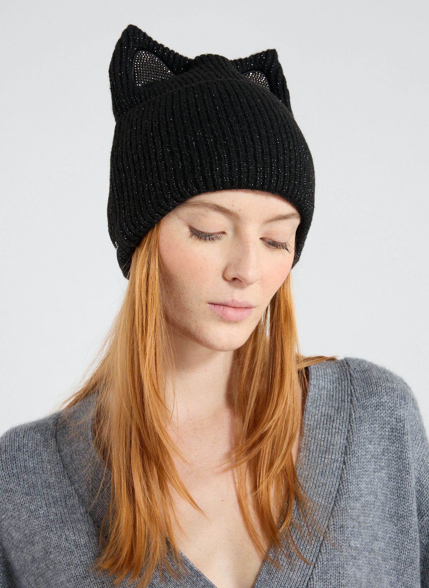 Bonnet pailleté oreilles de chat KARL LAGERFELD Noir