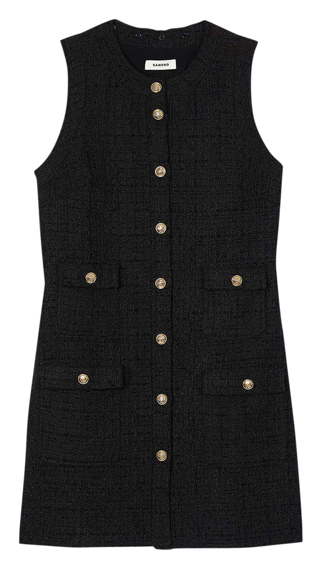 Robe courte col rond en tweed Noir