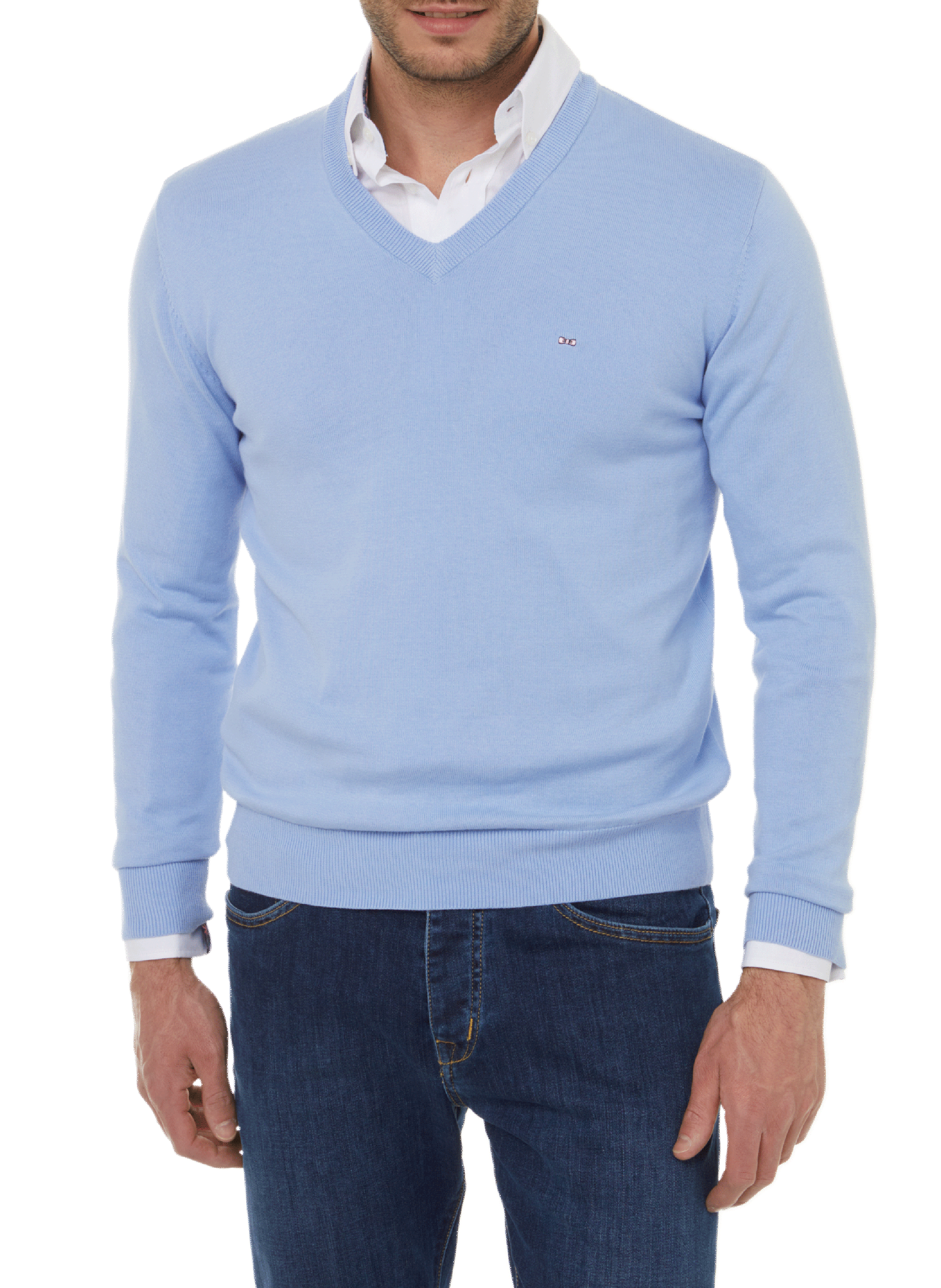 Cotton V-neck jumper EDEN PARK Blue