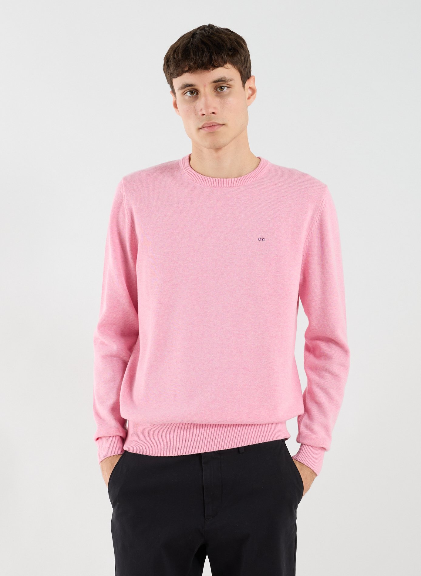 Round neck wool and cotton sweater EDEN PARK Pink