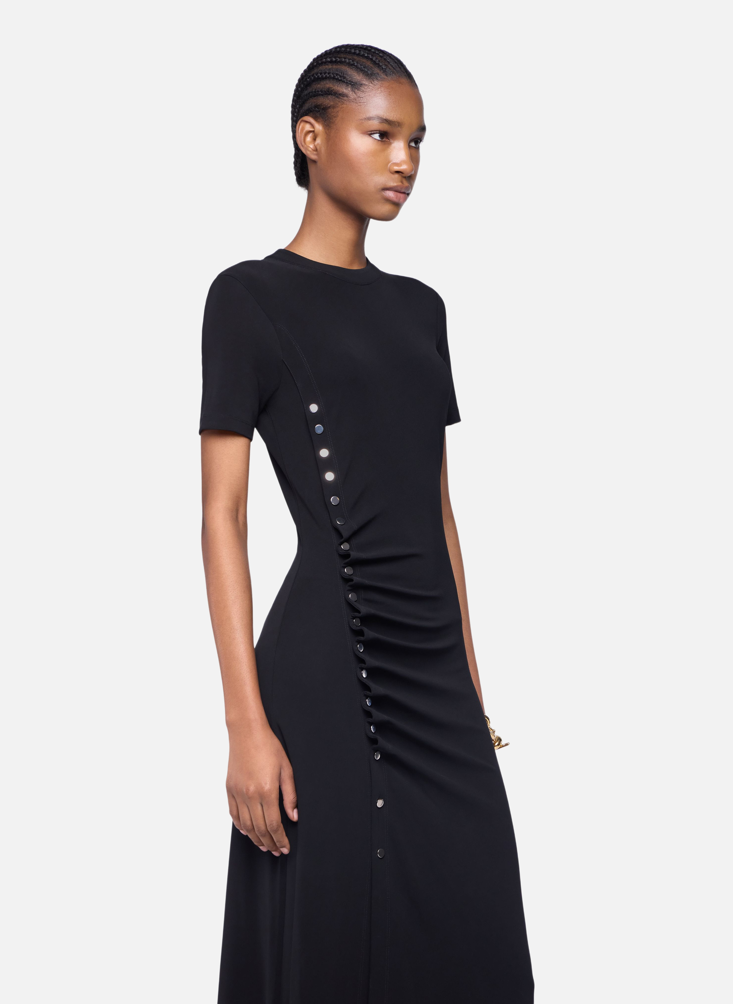 Robe longue drapée en jersey RABANNE Noir