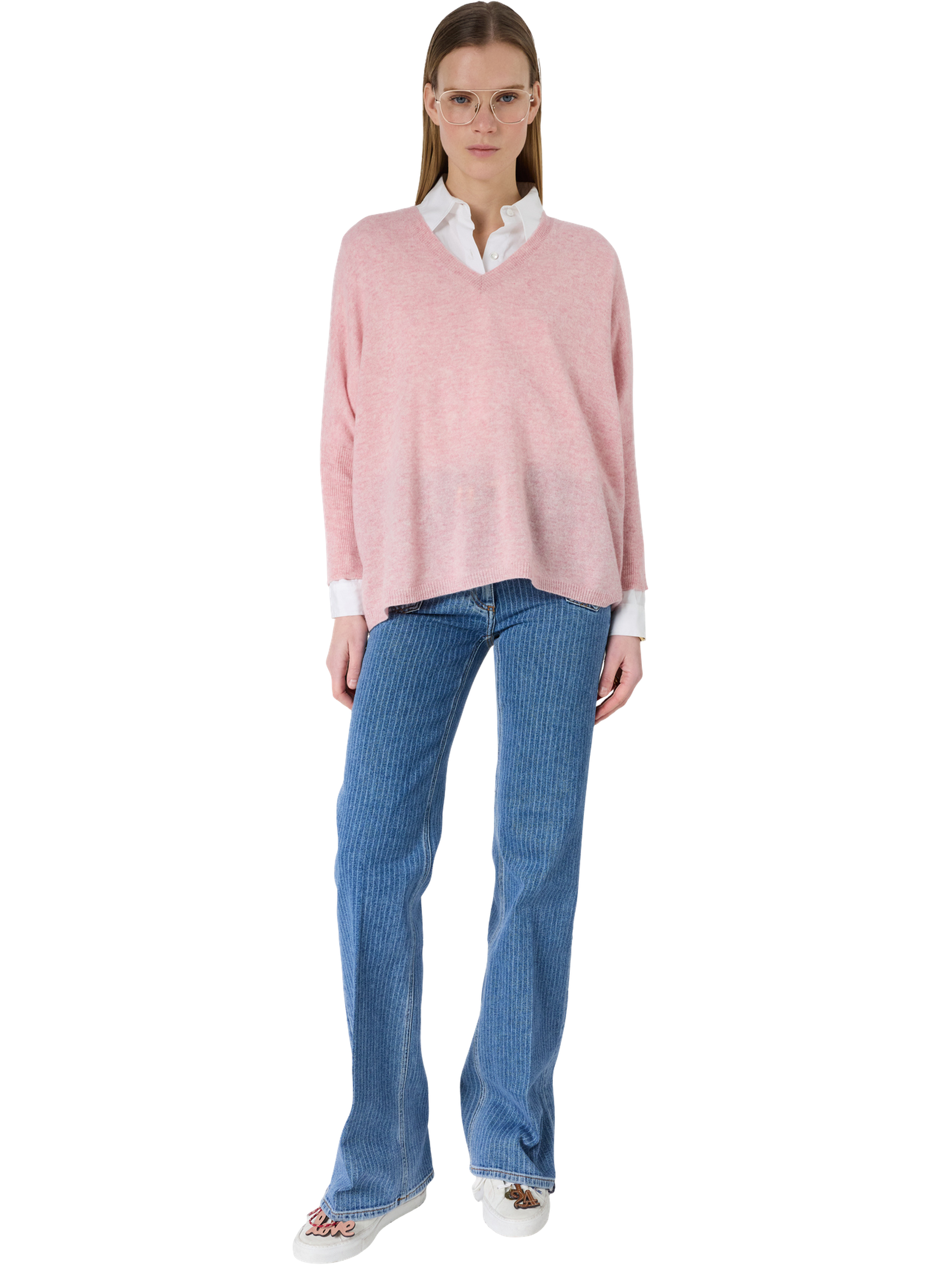 Pull ample à col v en cachemire - lenae GERARD DAREL Rose