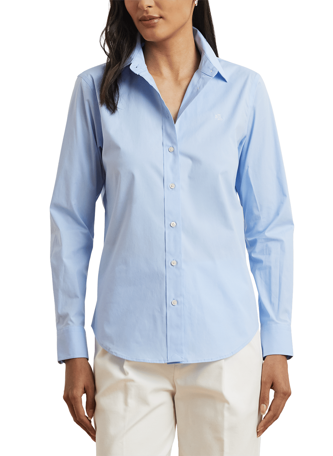 Fitted shirt with classic collar in cotton LAUREN Blue