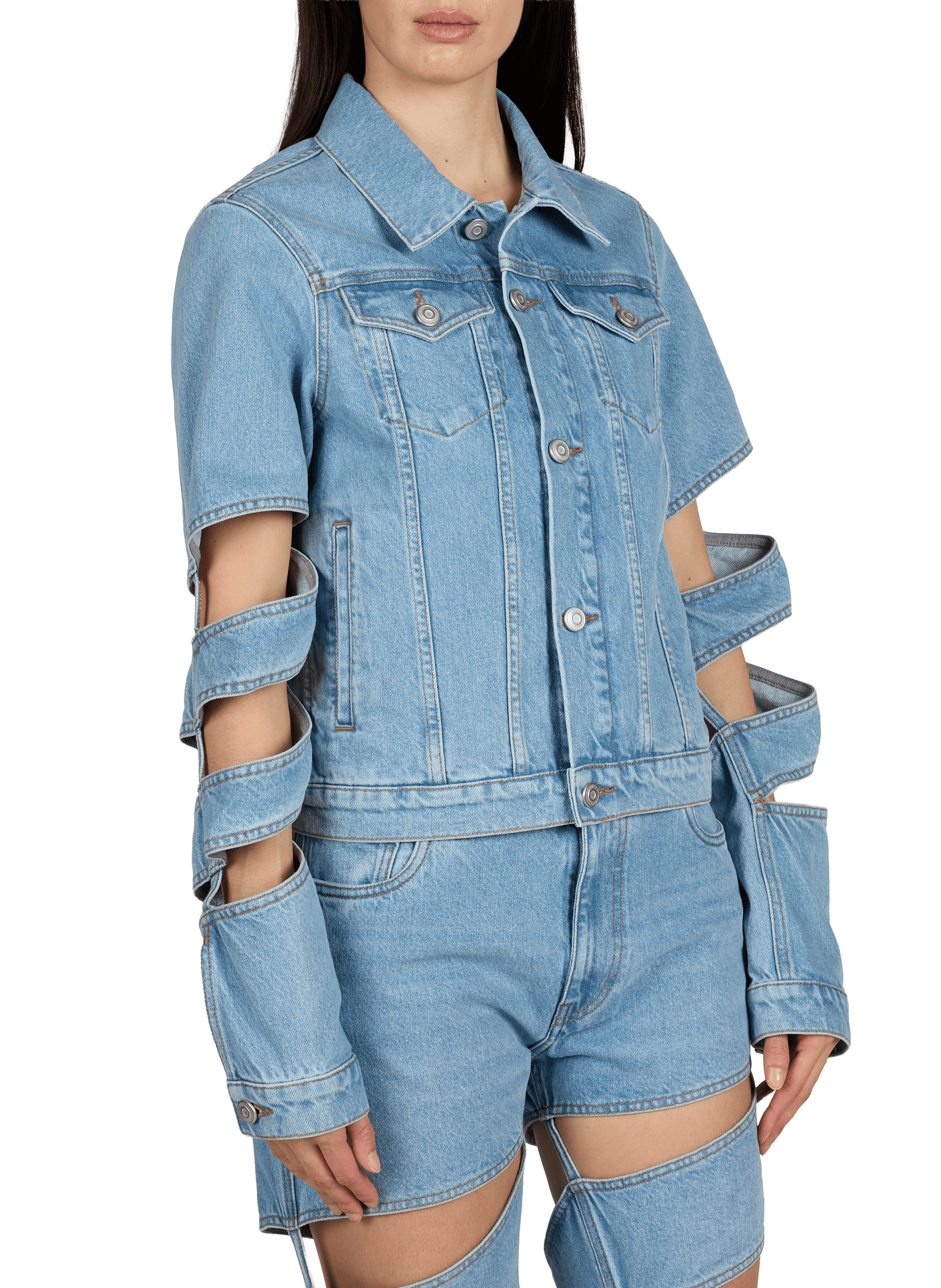 Denim jacket with distressed cotton sleeves COPERNI Blue