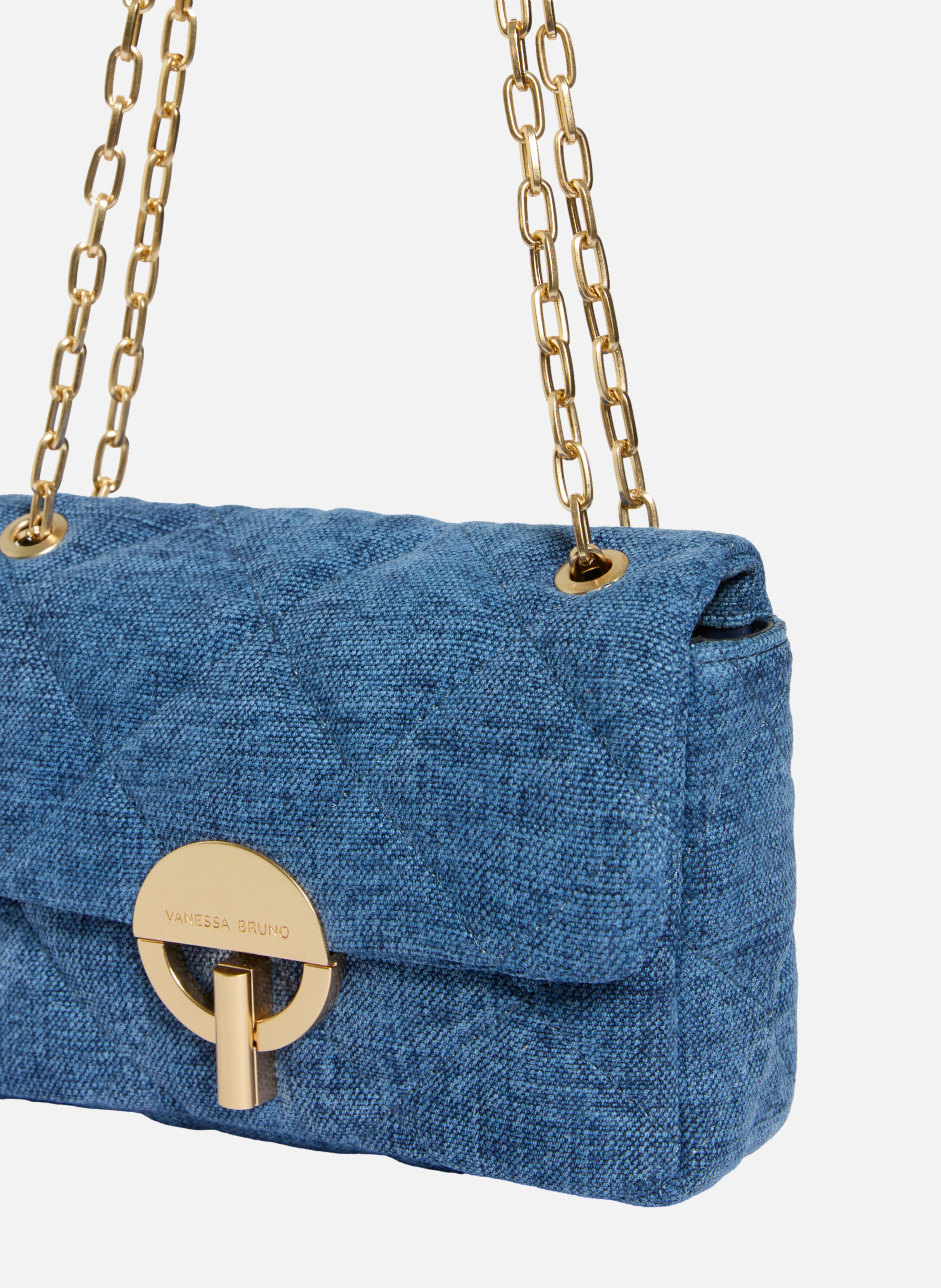 Moyen sac moon en lin VANESSA BRUNO Bleu