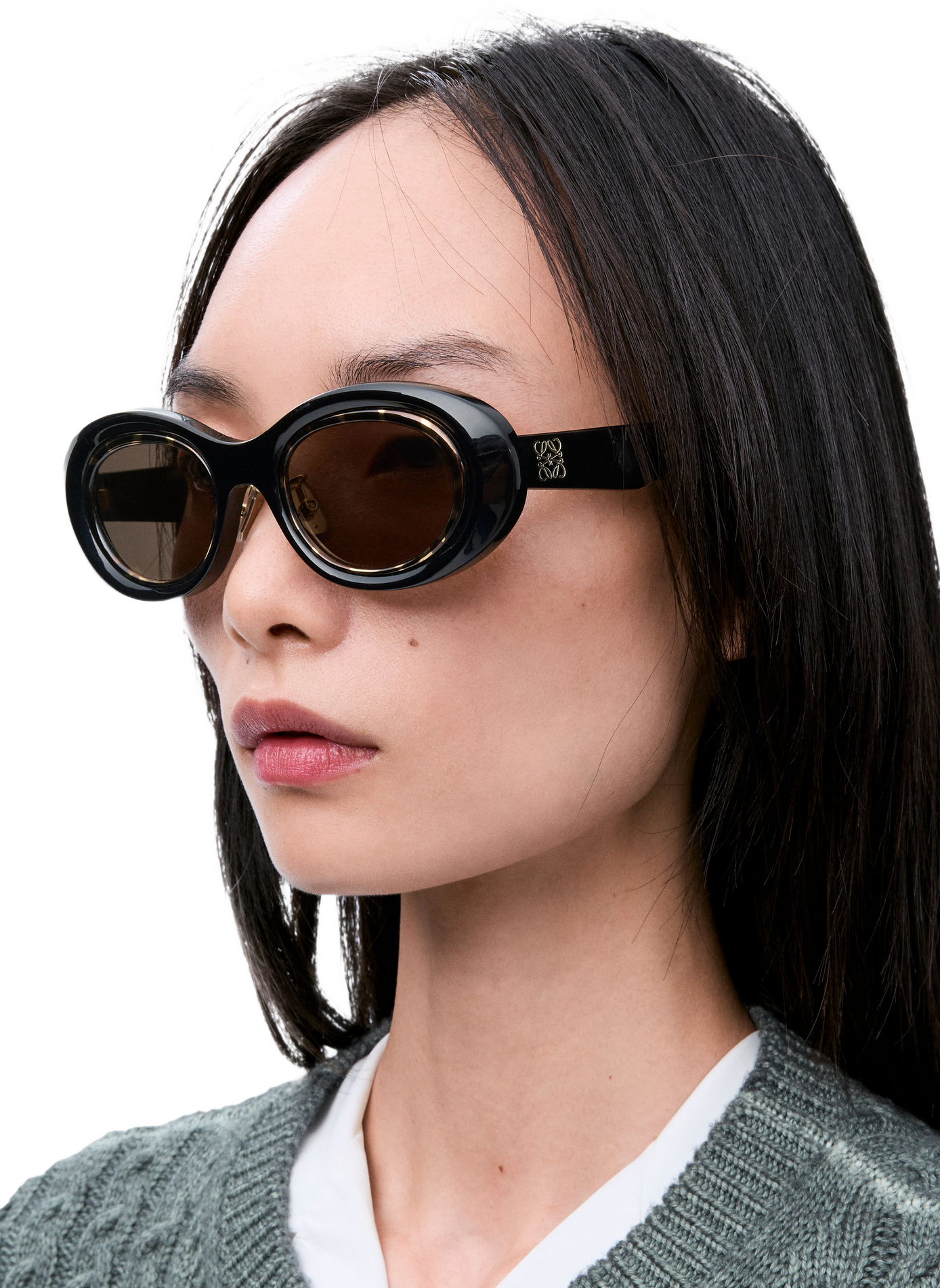 Sunglasses Mini Anagram Oval LOEWE Black