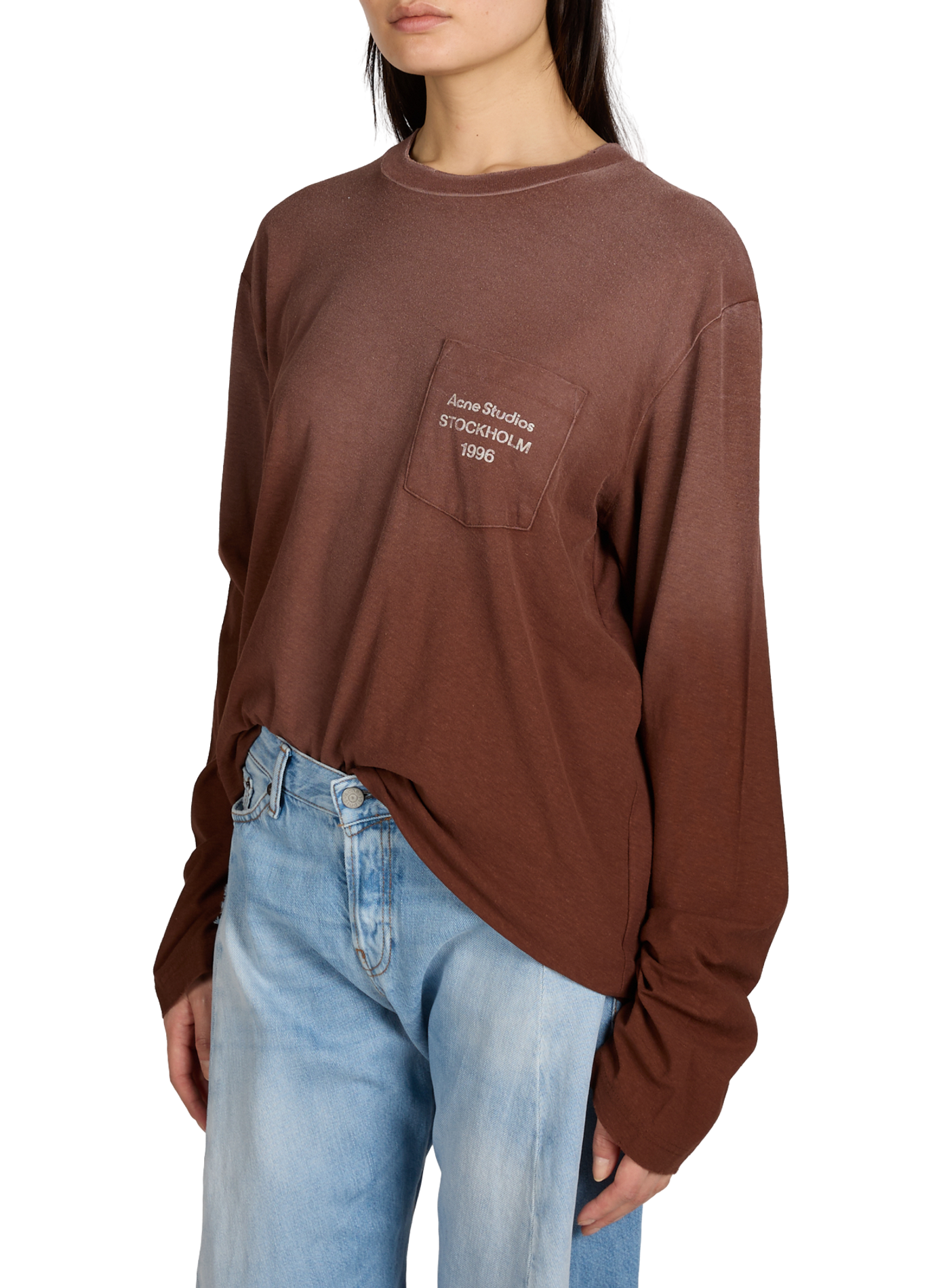 T-shirt manches longues en coton ACNE STUDIOS Marron