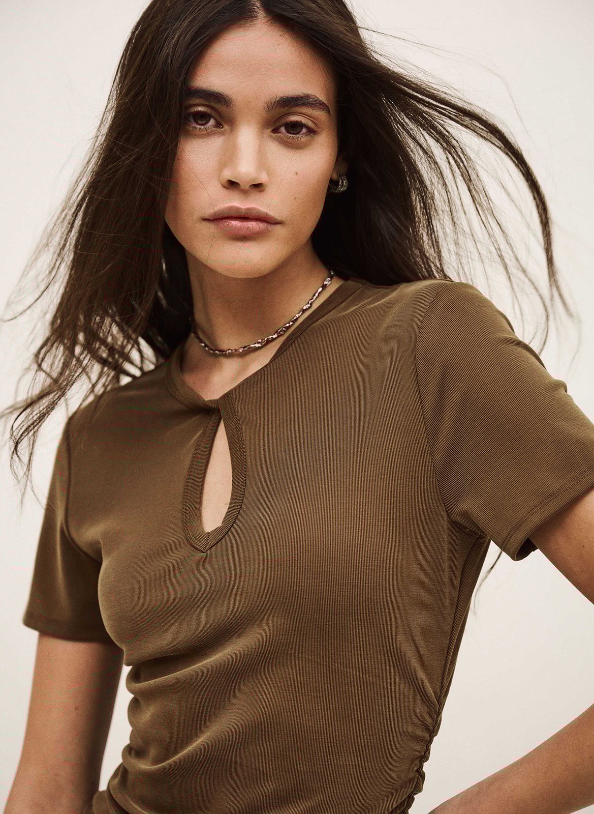 Robe courte col rond beona BA&SH Marron