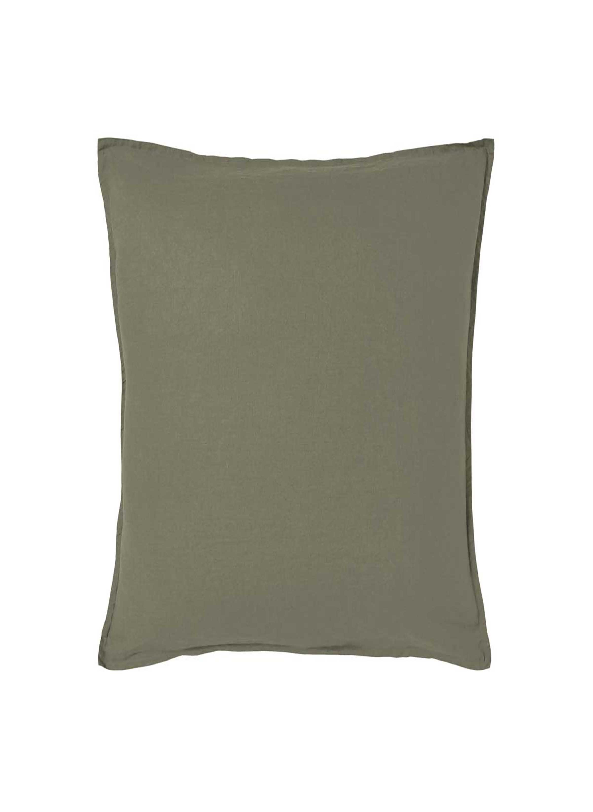 Taie d'oreiller unie en lin lavé, nouvelle vague ALEXANDRE TURPAULT Vert