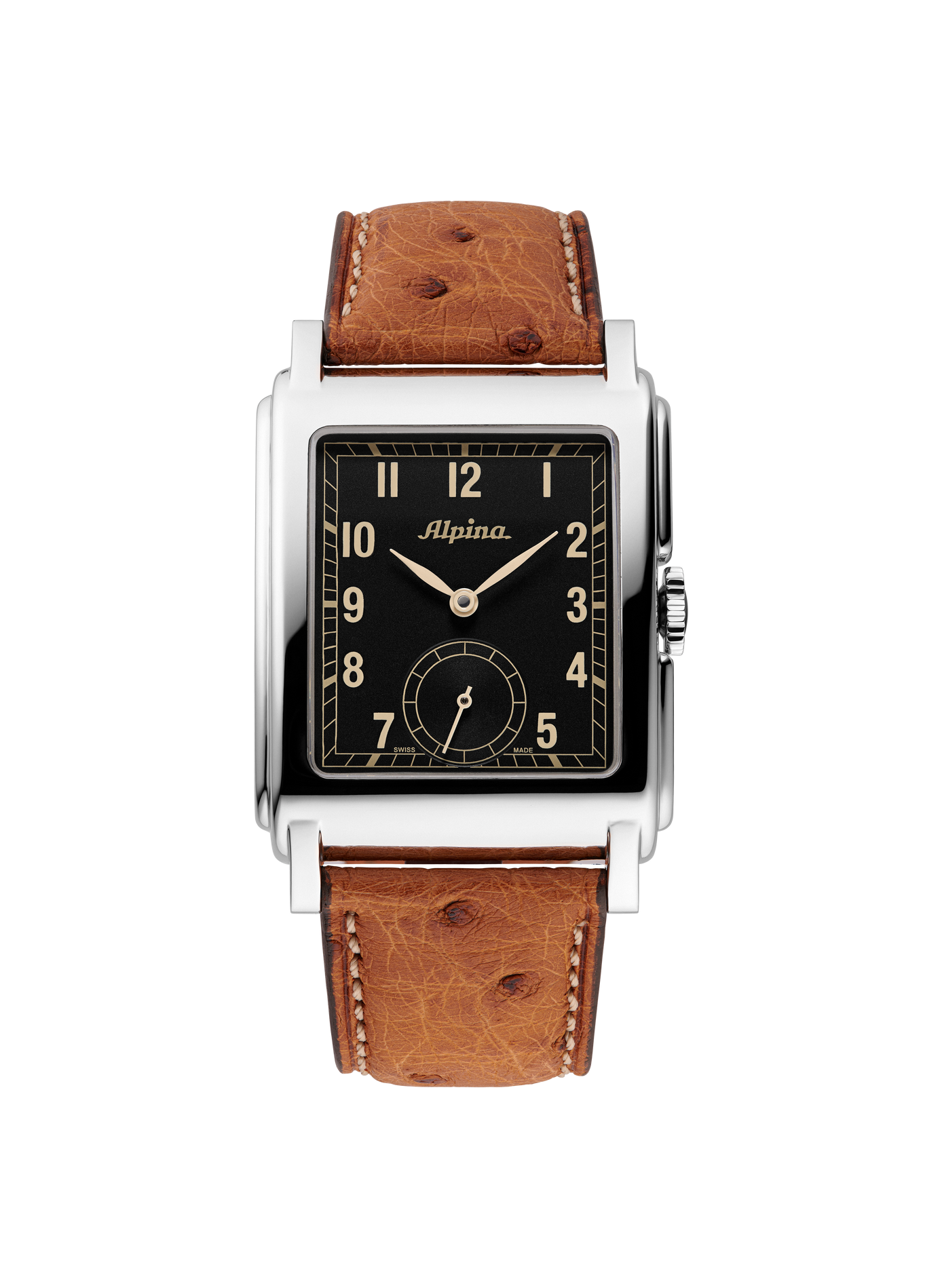 Montre automatique Heritage Carrée Automatic 140 Years en cuir d'autruche ALPINA Noir