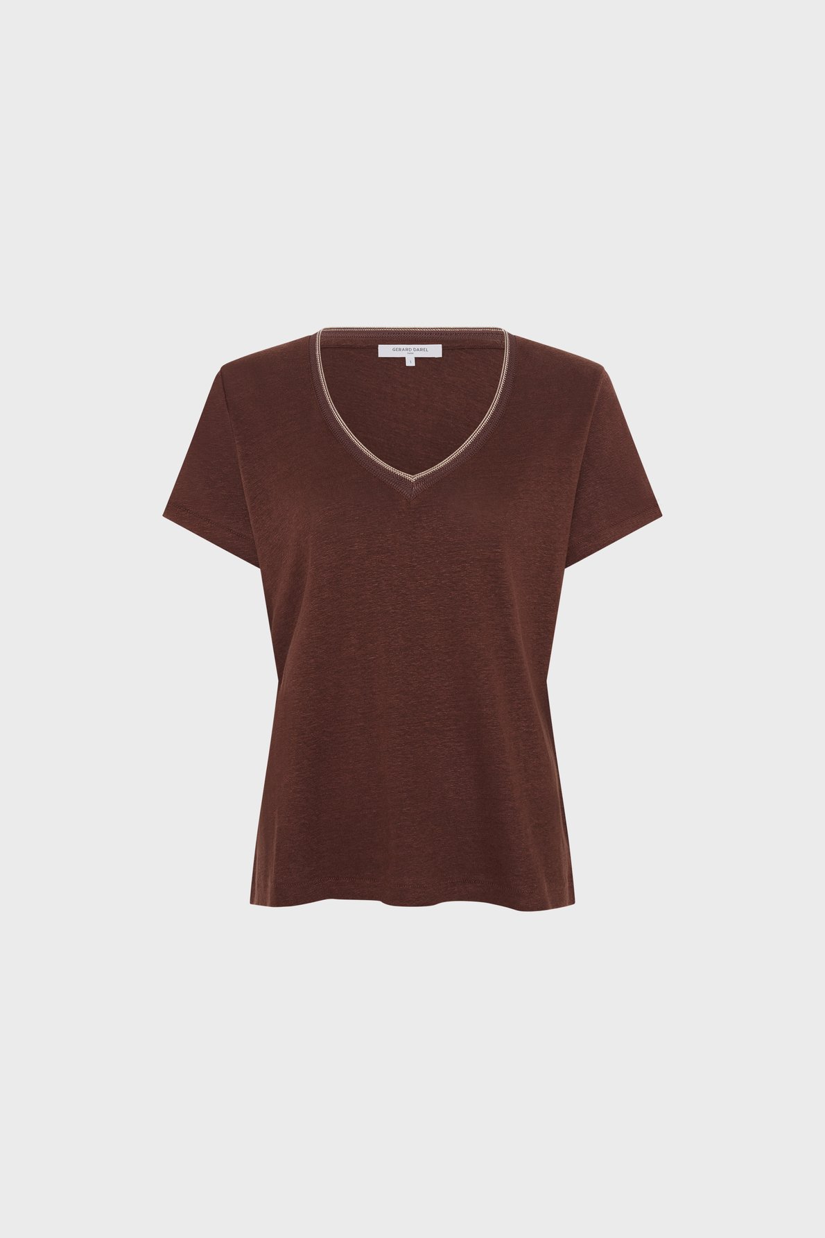 T-shirt v en lin à lurex - mirana GERARD DAREL Marron