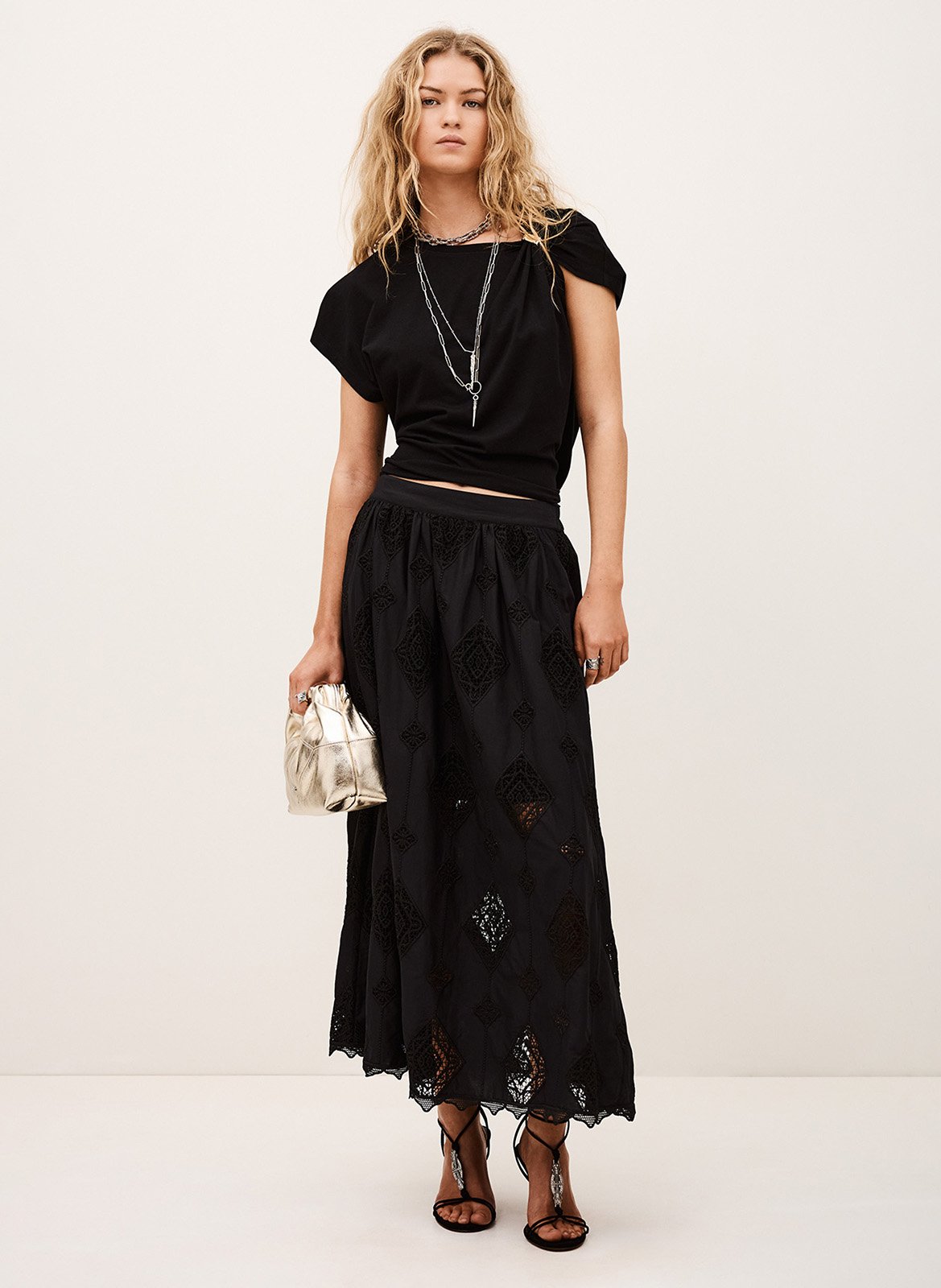 Jupe longue en coton mélangé mona BA&SH Noir