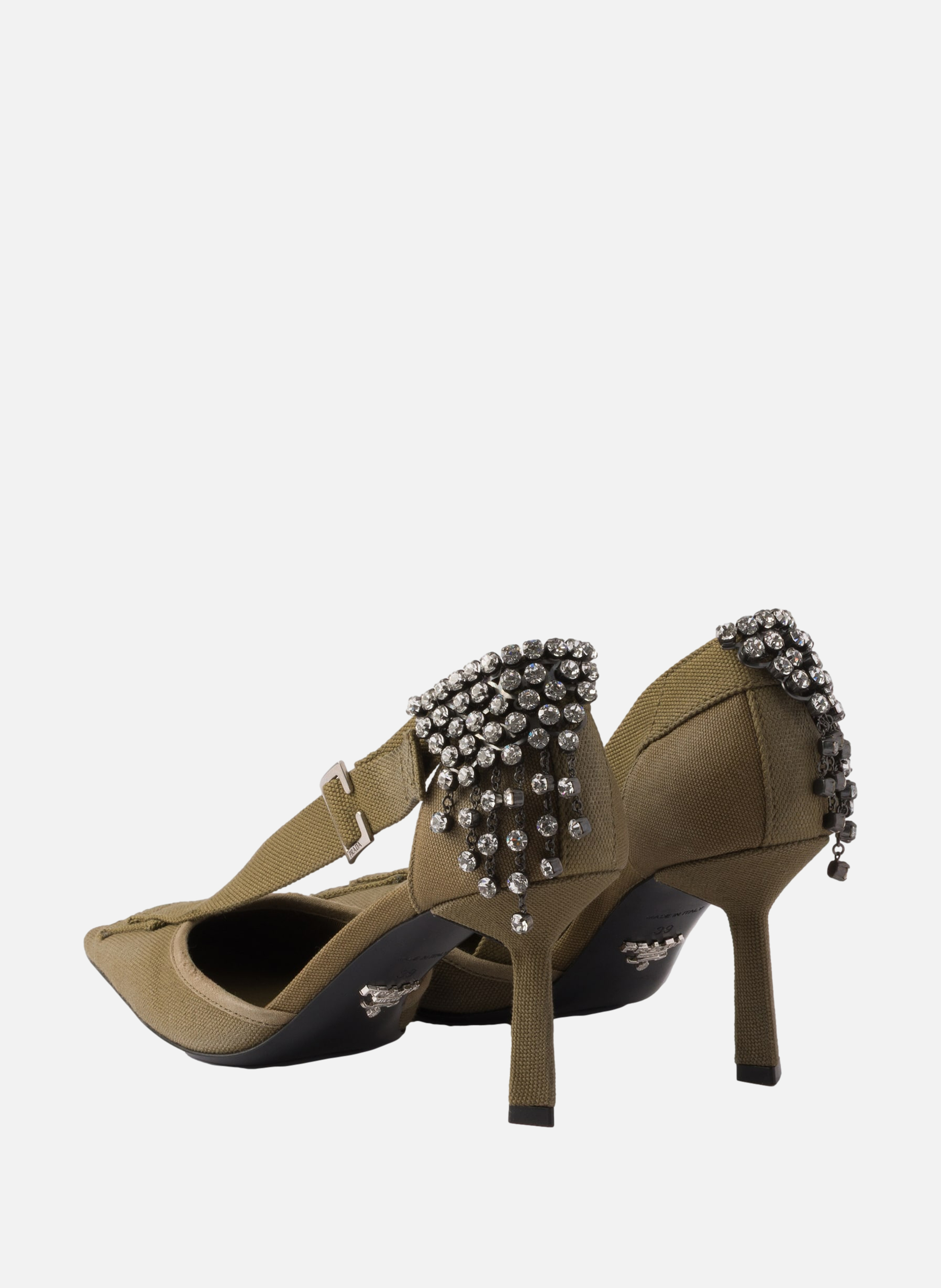Escarpins en toile ornés de cristaux PRADA Vert