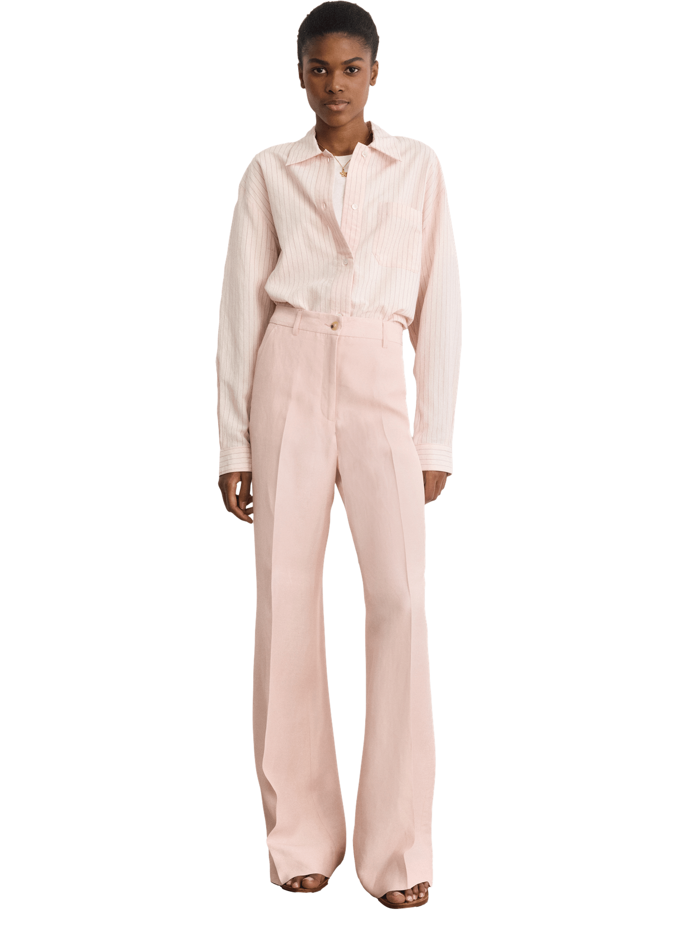 Pantalon large en lin mélangé - betty PABLO Rose