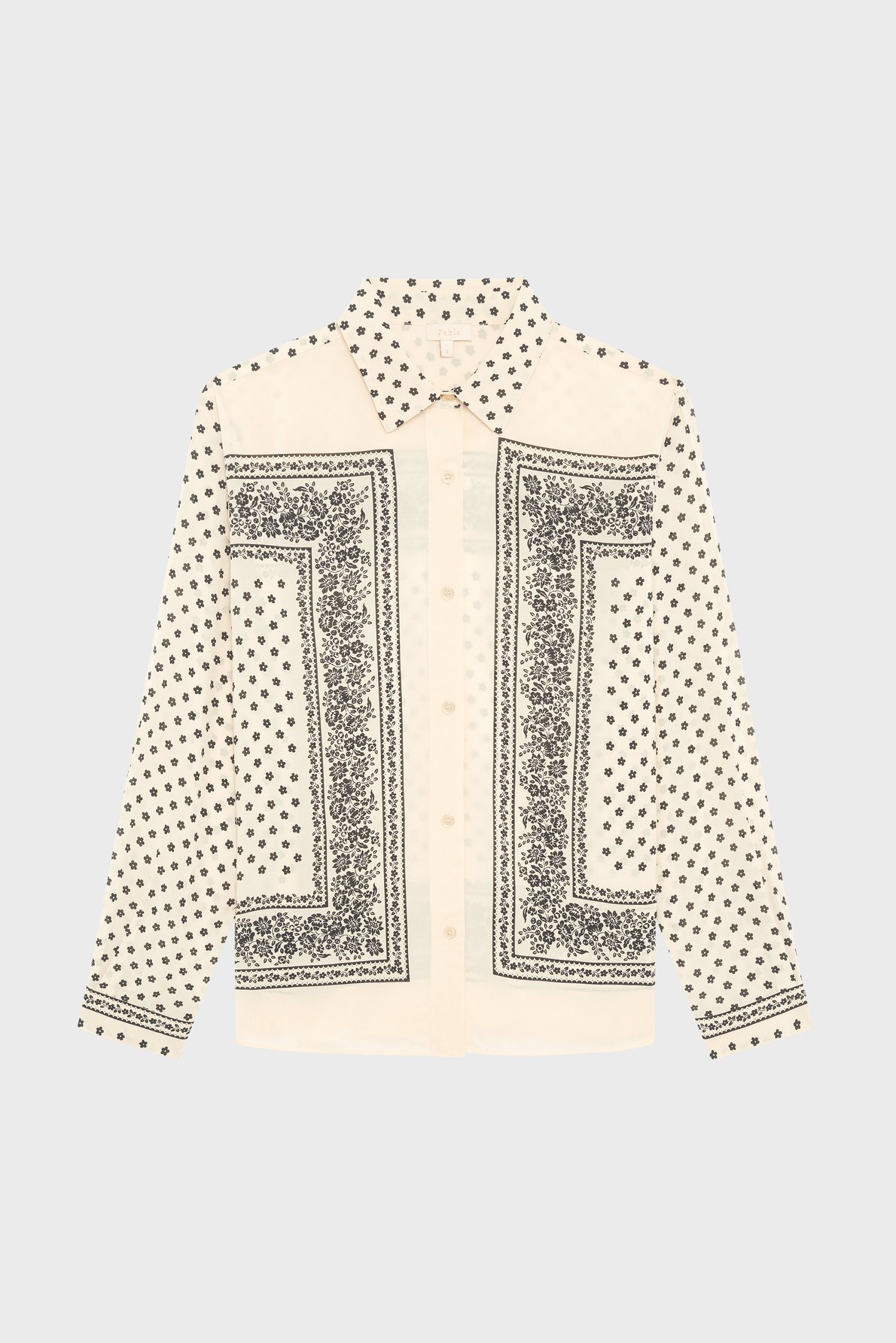 Chemise fluide imprimé bicolore - colombe Beige