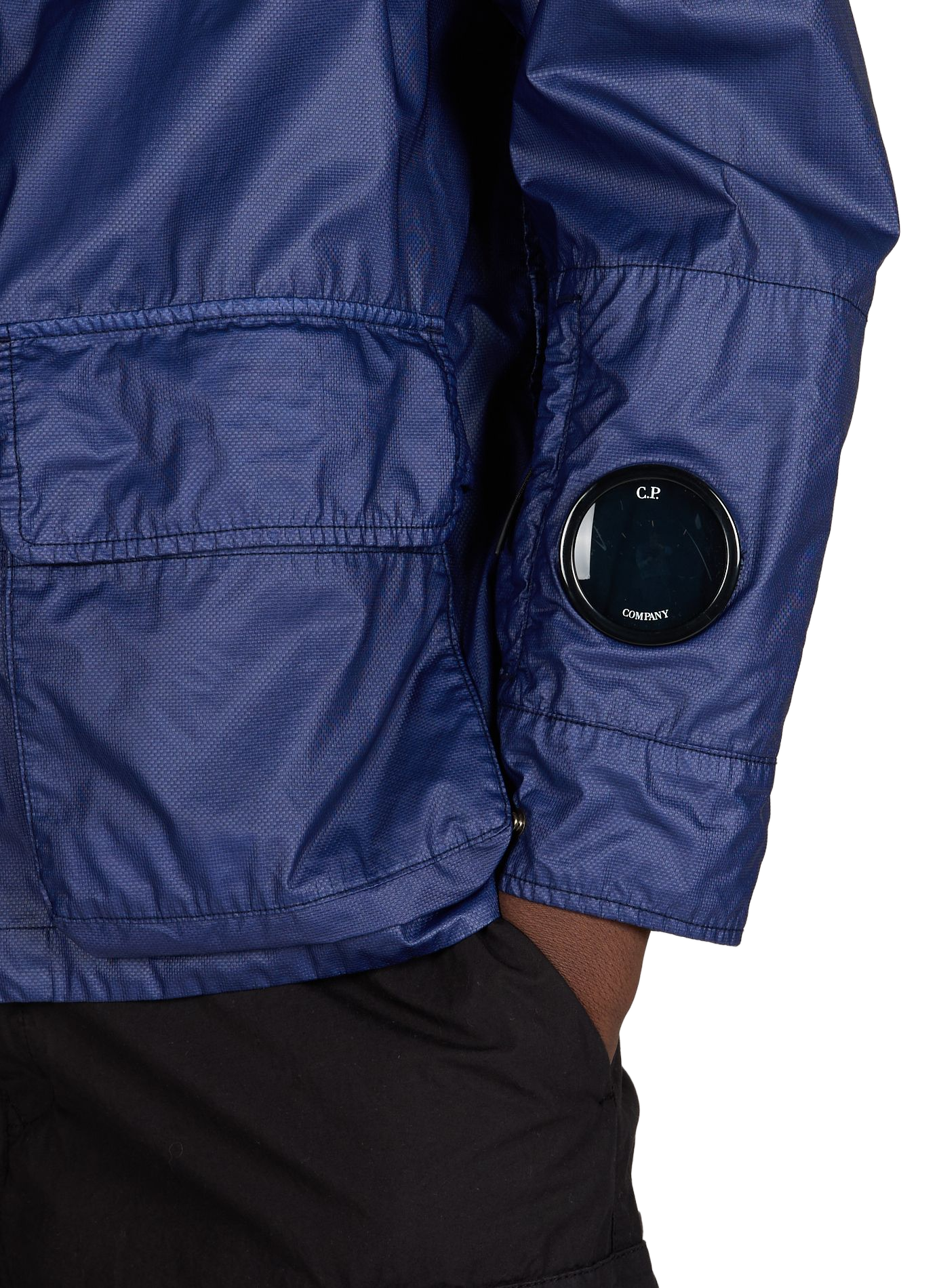 Waterproof jacket with removable hood in cotton CP COMPANY Blue
