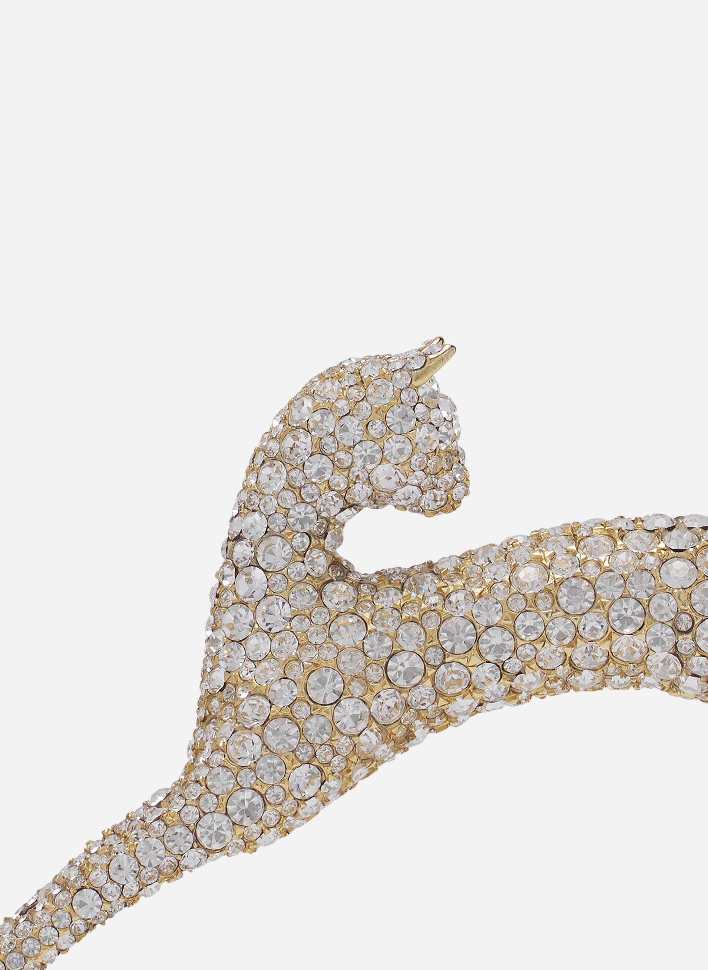 Sac pencil cat en cuir et strass LANVIN Blanc