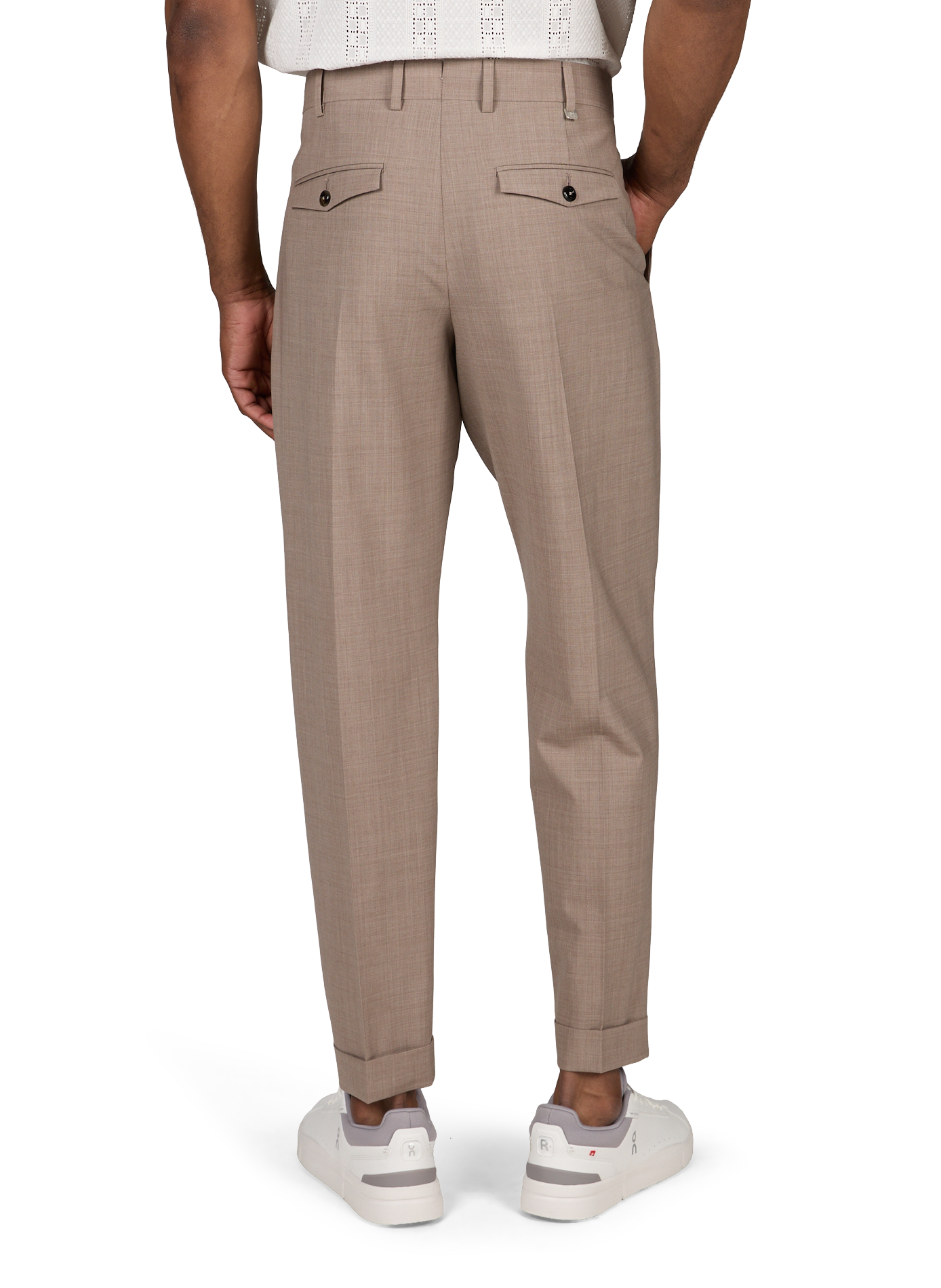 Pantalon uni en laine vierge mélangée PT01 Beige