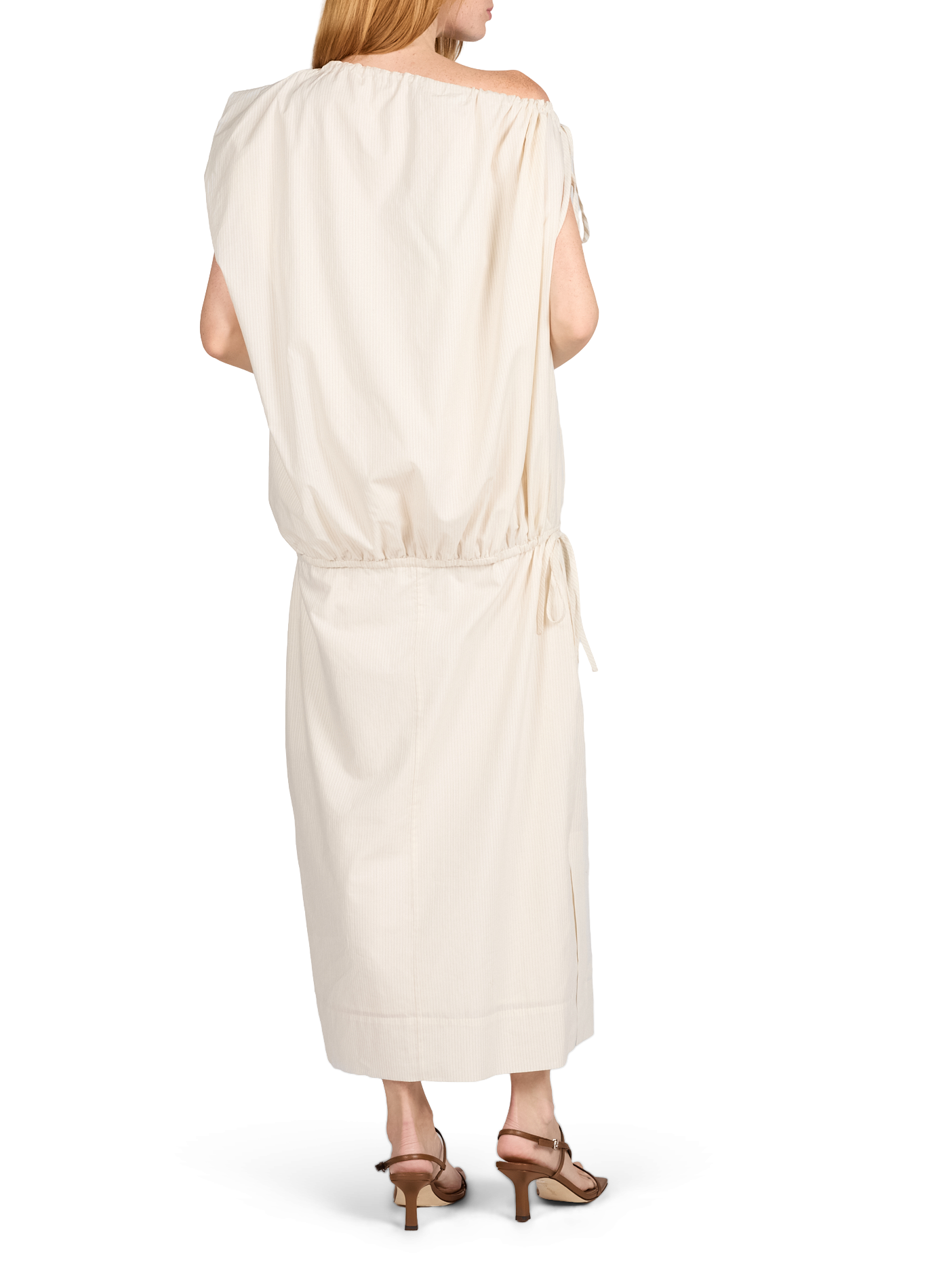 Midi asymmetrisches Baumwollkleid LAMRONS Beige
