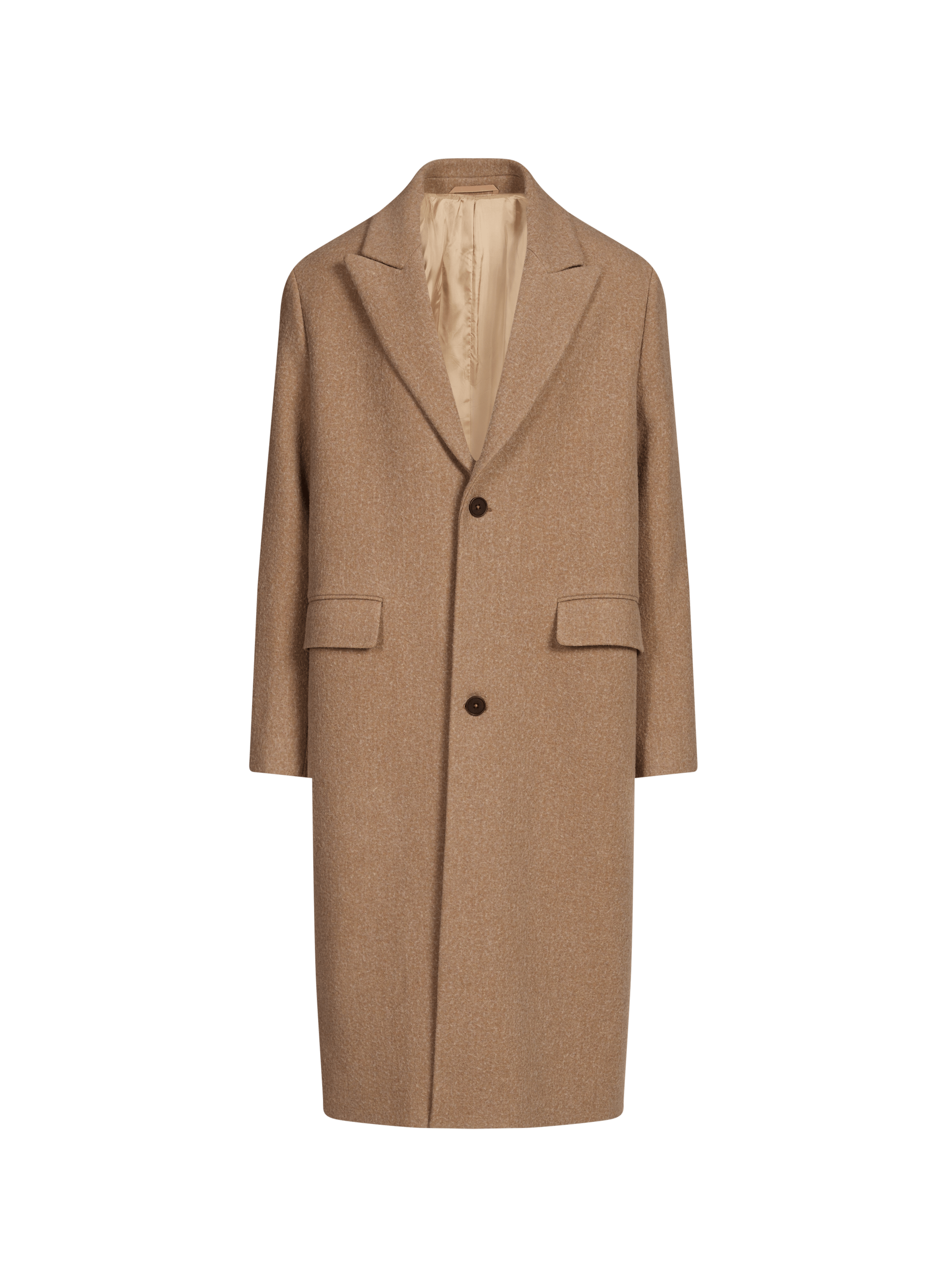 Manteau long uni en laine mélangée SAISON 1865 Beige