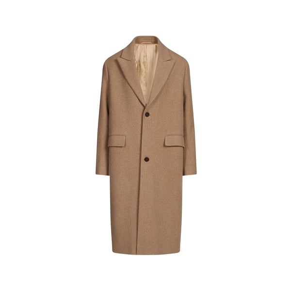 Manteau long uni en laine mélangée Manteau long uni en laine mélangée