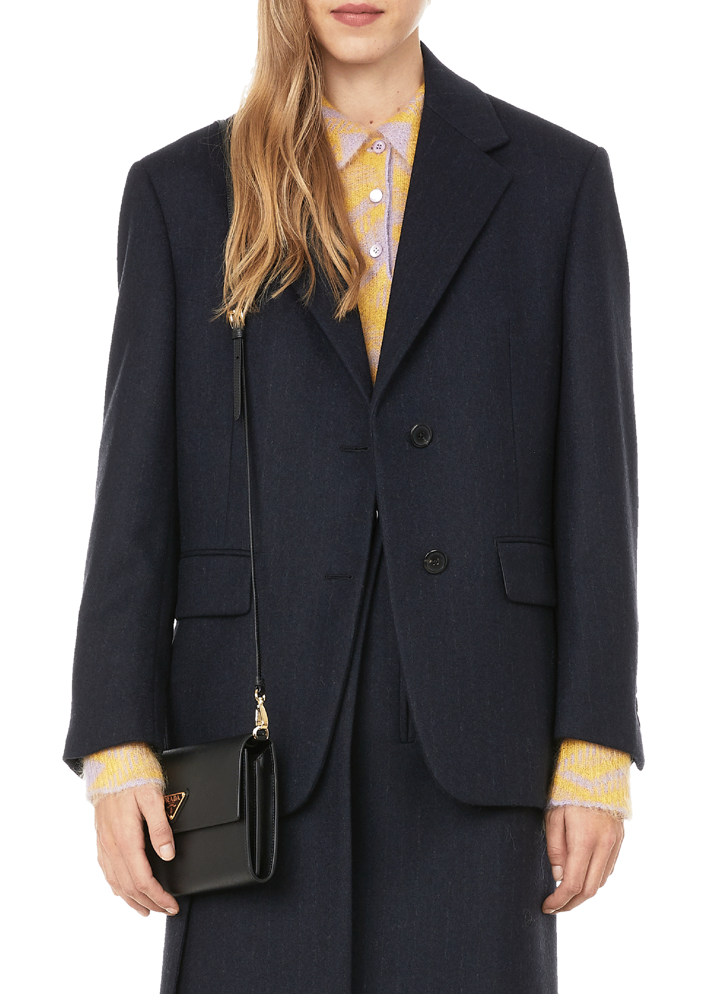 Oversized wool tailored jacket PRADA Blue