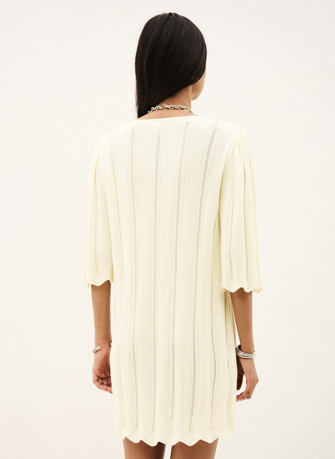 Robe courte manches 3/4 en maille seline BA&SH Beige