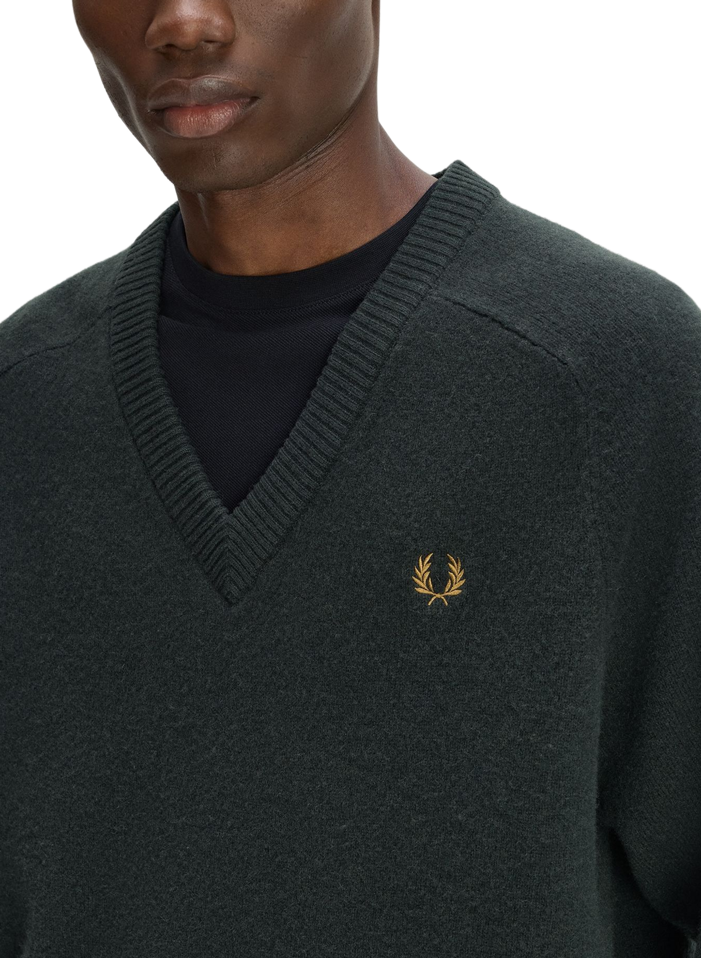 Gerader Baumwollpullover mit V-Ausschnitt FRED PERRY Grun