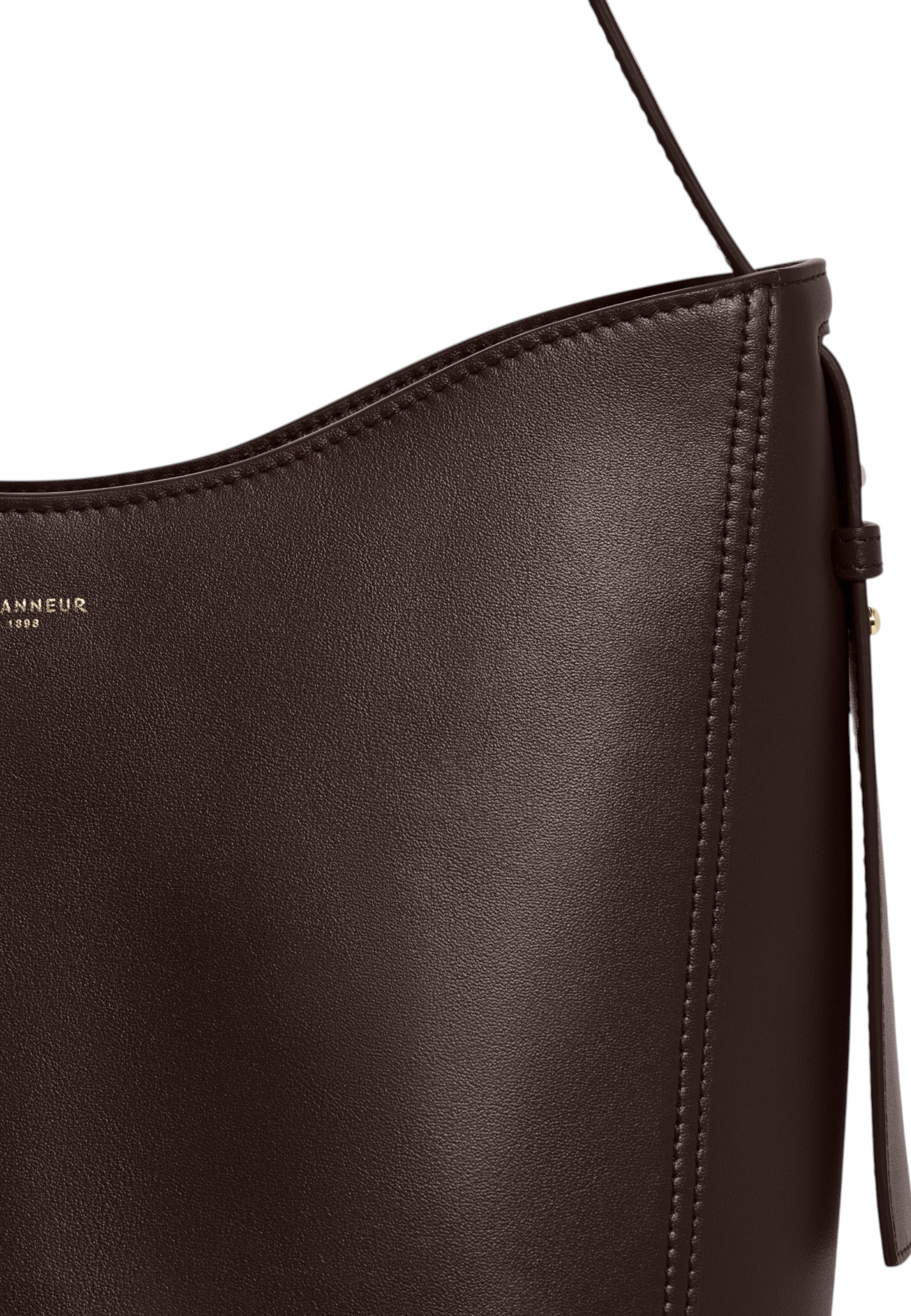 Sac hobo moyen modèle céleste en cuir lisse LE TANNEUR Marron
