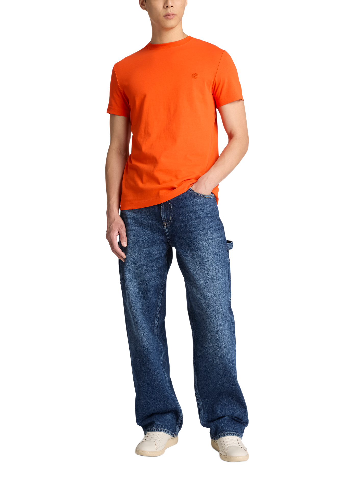 Gerader T-Shirt mit gesticktem Logo aus Baumwolle TIMBERLAND Orange