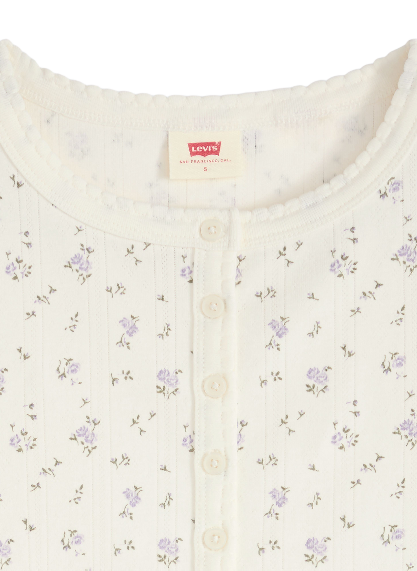 Henley T-shirt in gemêleerde pointelle gebreide katoenmix LEVI'S Wit