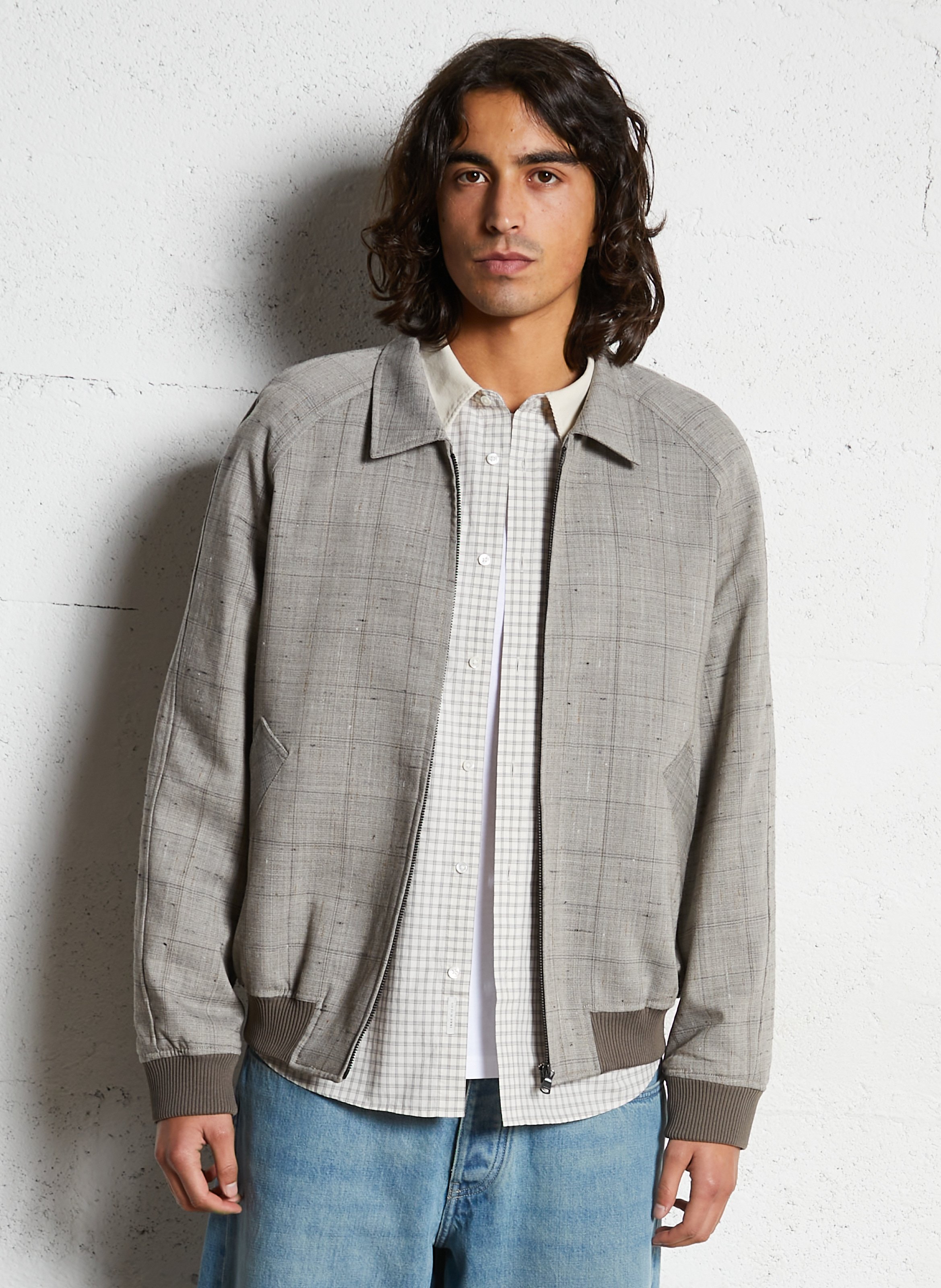 Blouson col classique à carreaux IKKS Beige