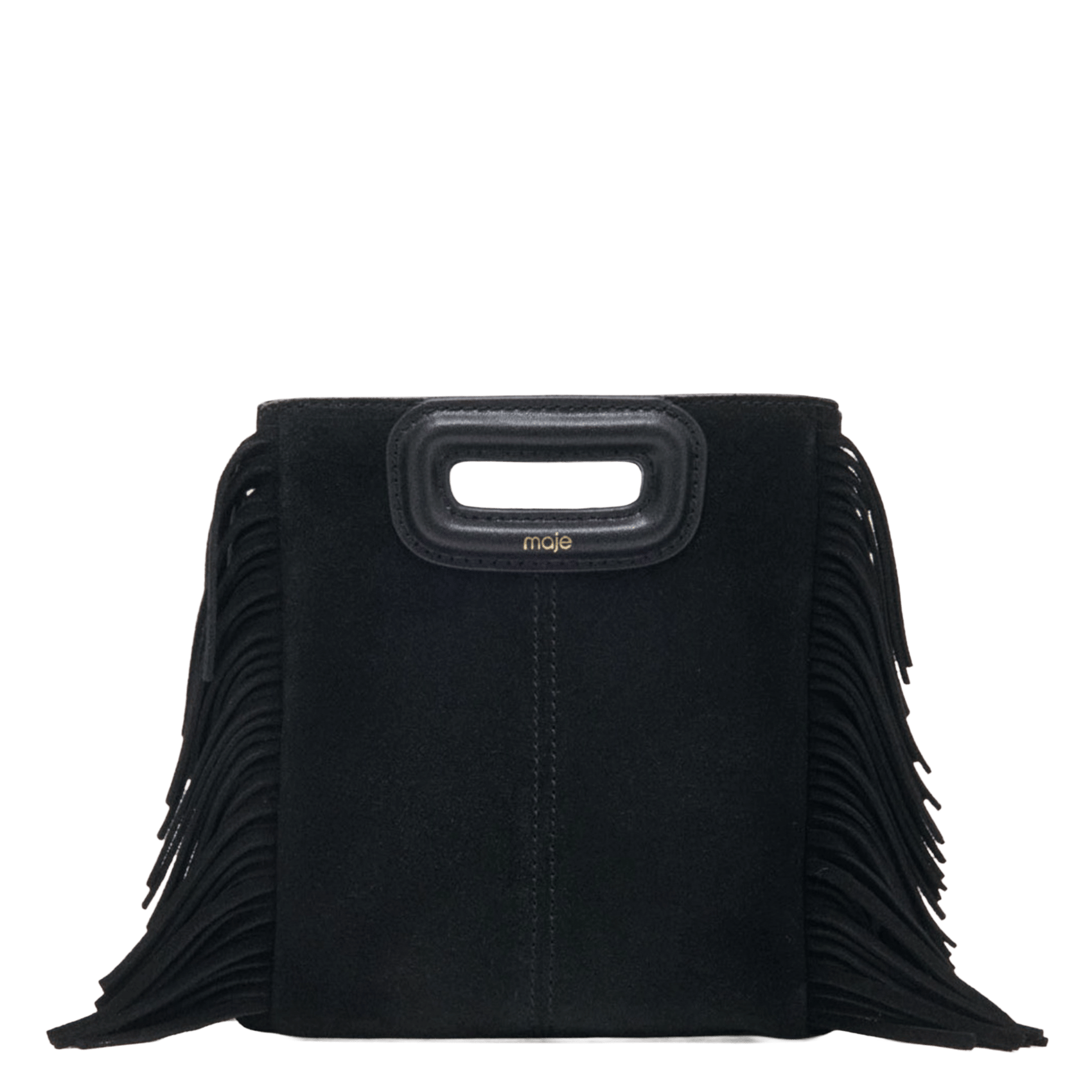 Sac bandoulière en cuir m mini MAJE Noir