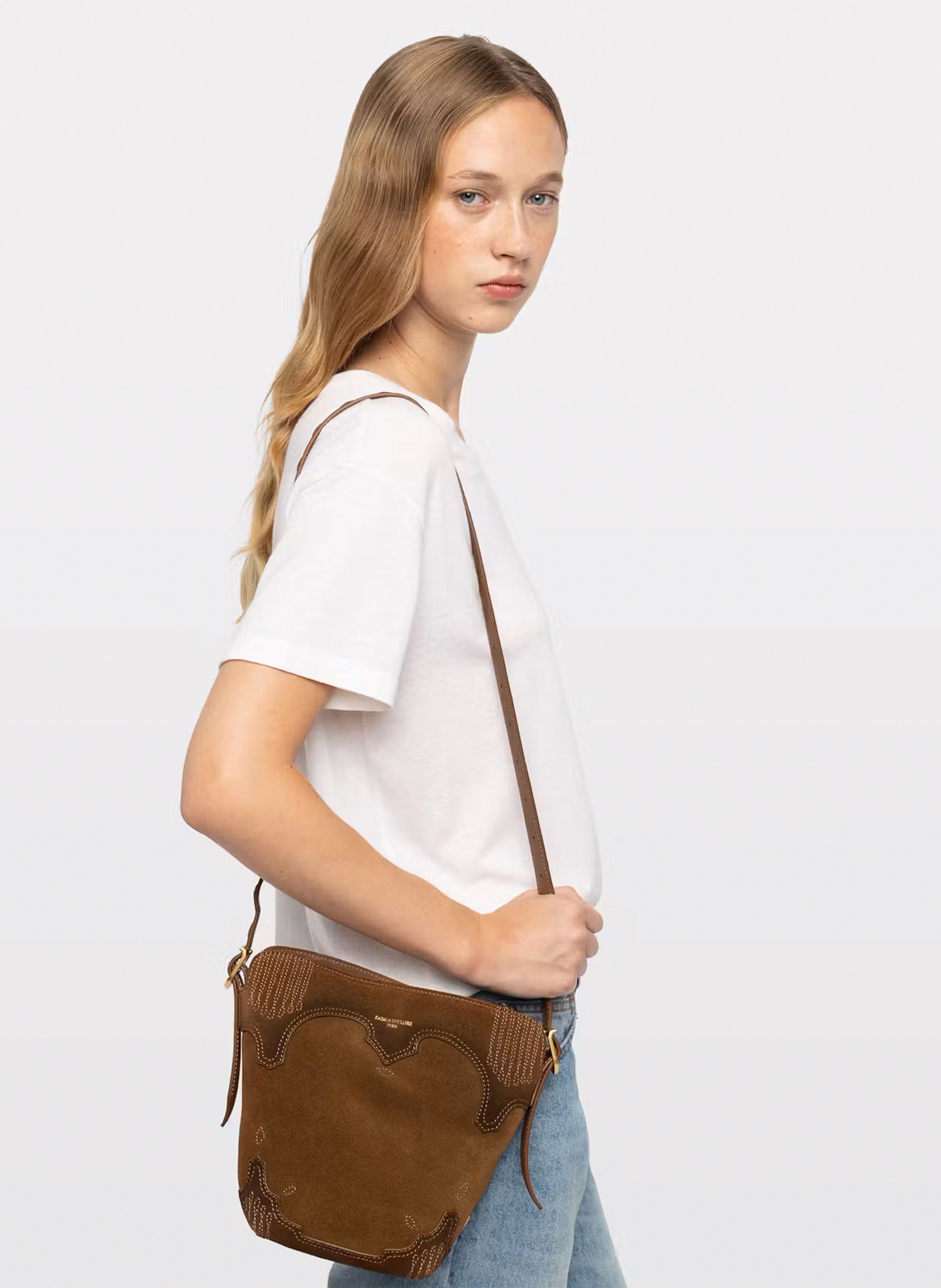 Schoudertas van leer Baby Jane ZADIG&VOLTAIRE Bruin
