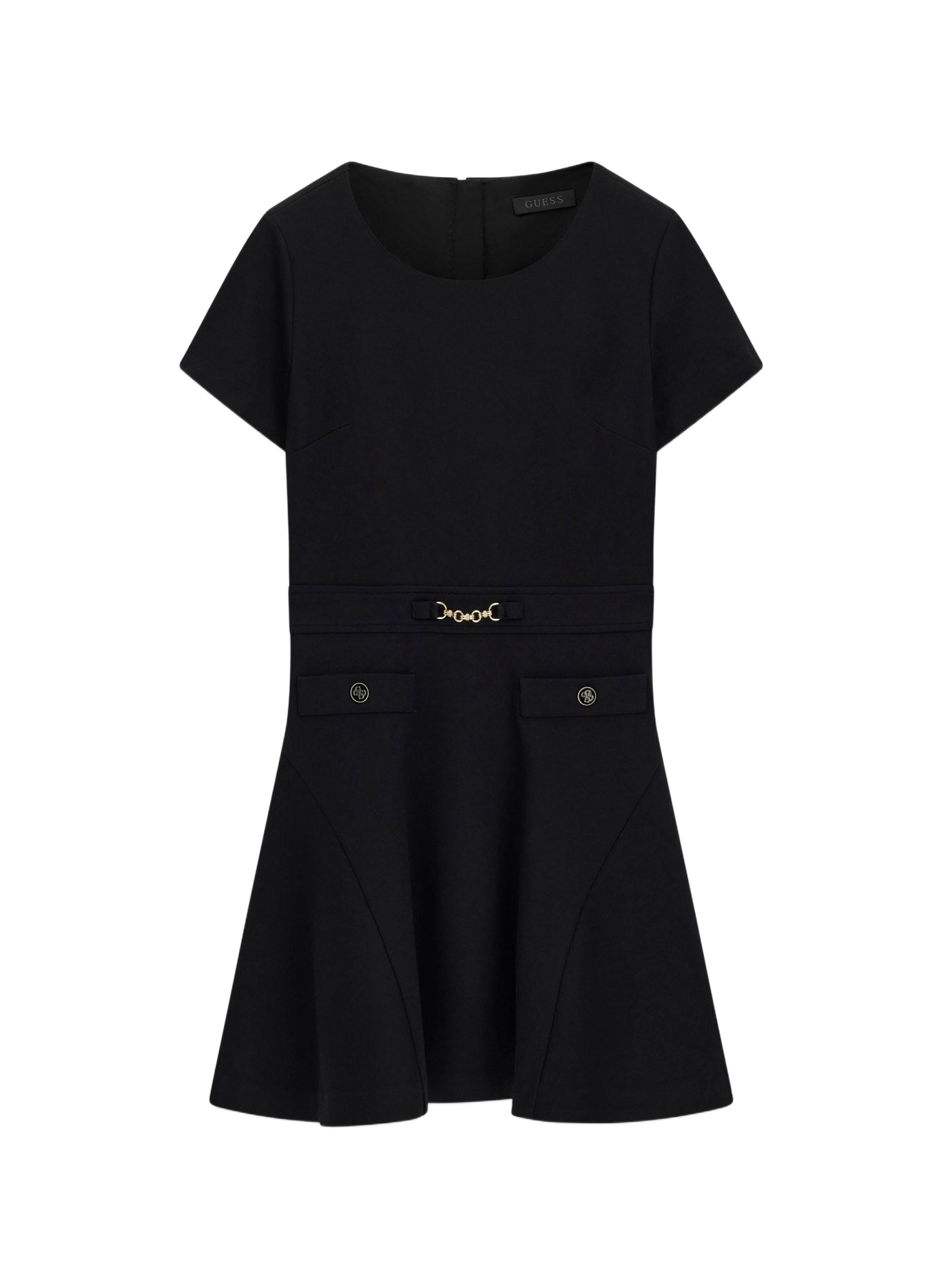 Robe Wanda flare chain évasée col rond GUESS Black