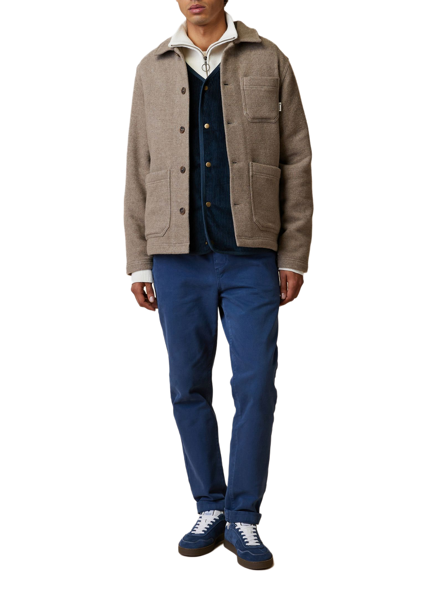 Pantalon chino à taille élastiquée en coton FAGUO Bleu
